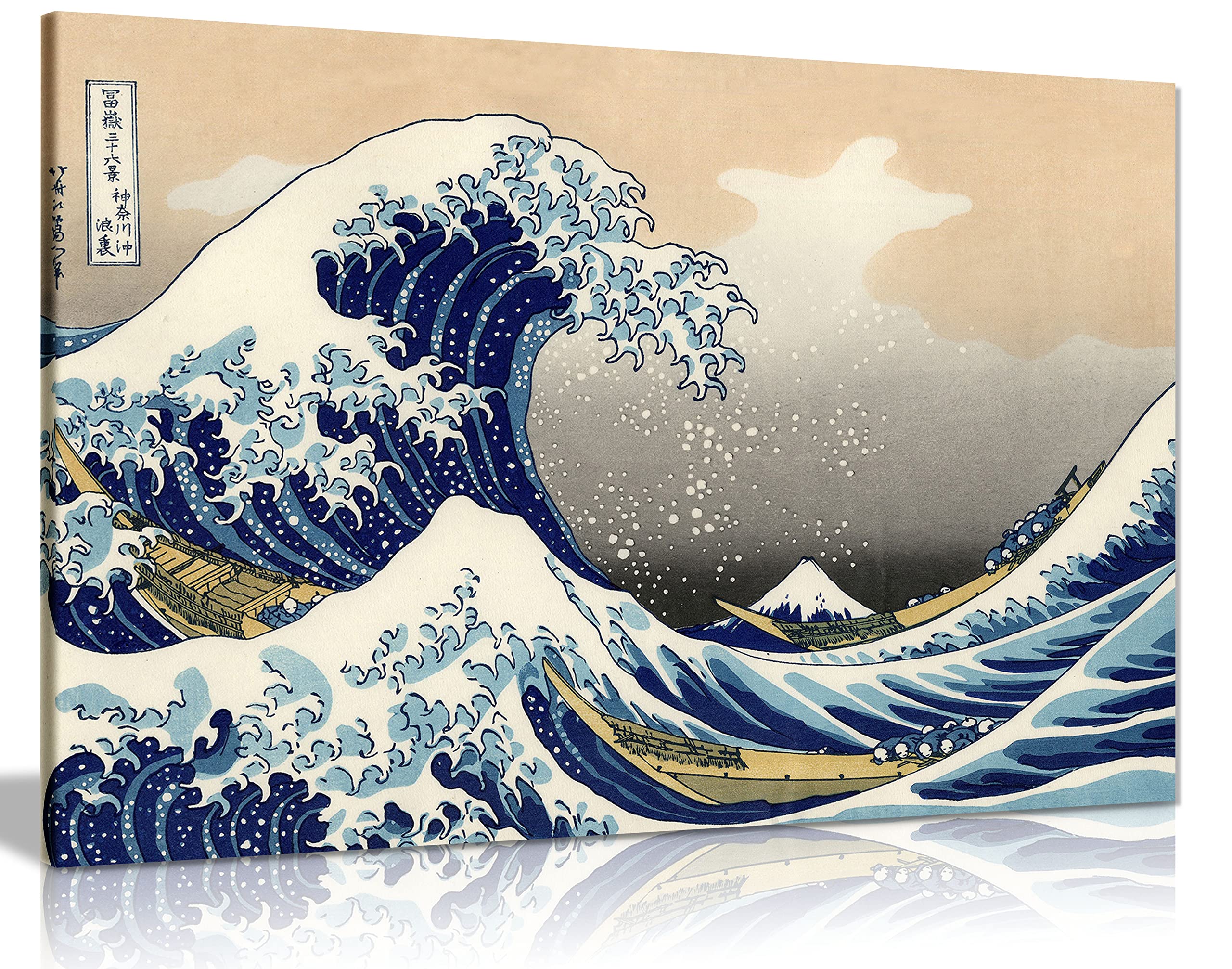 Katsushika Hokusai The Great Wave Off Kanagawa Canvas Wall Art Picture Print (24X16)