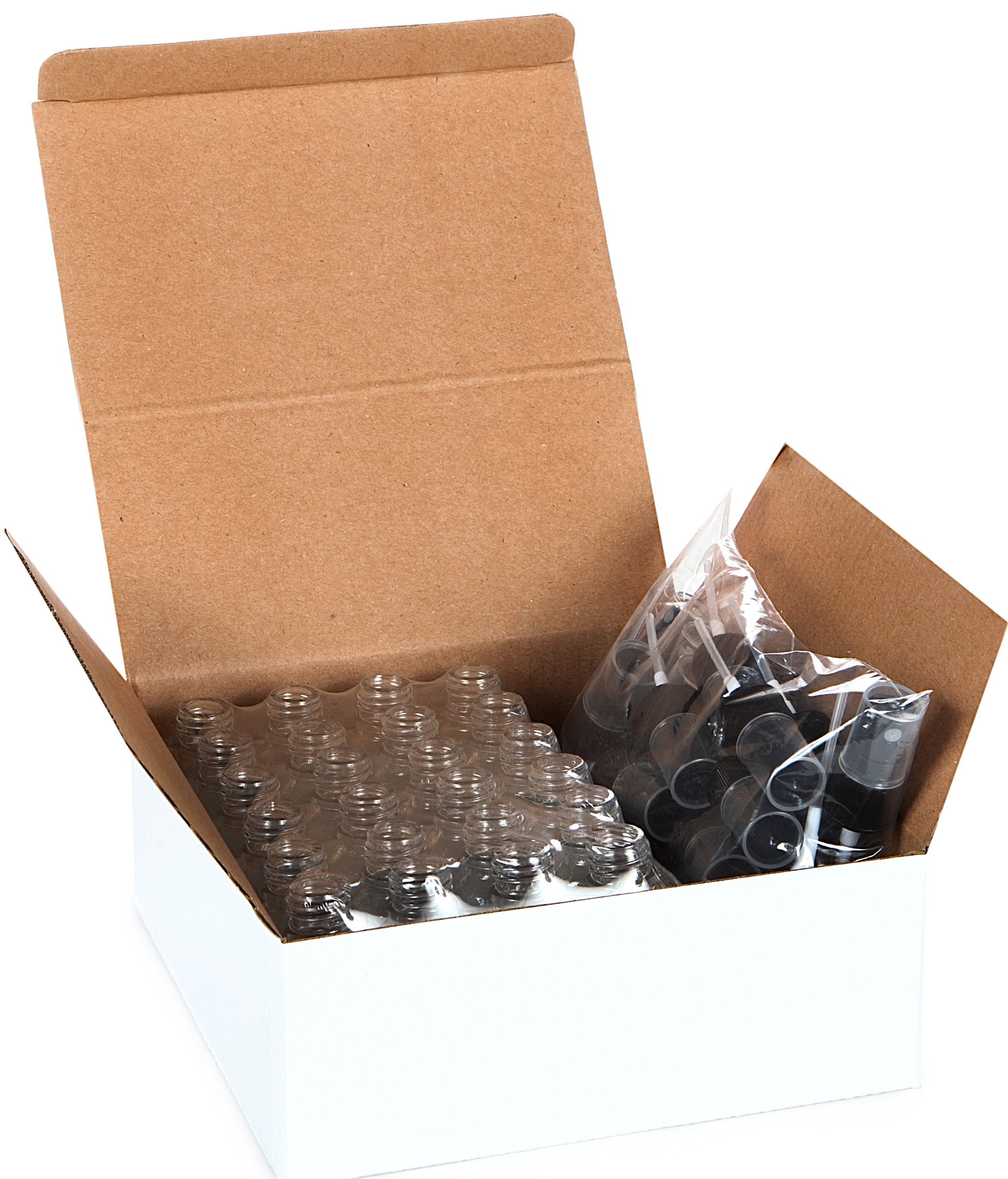 Vivaplex, 24, Clear, 15 Ml (1/2 Oz) Glass Bottles, With Black Fine Mist Sprayer'S