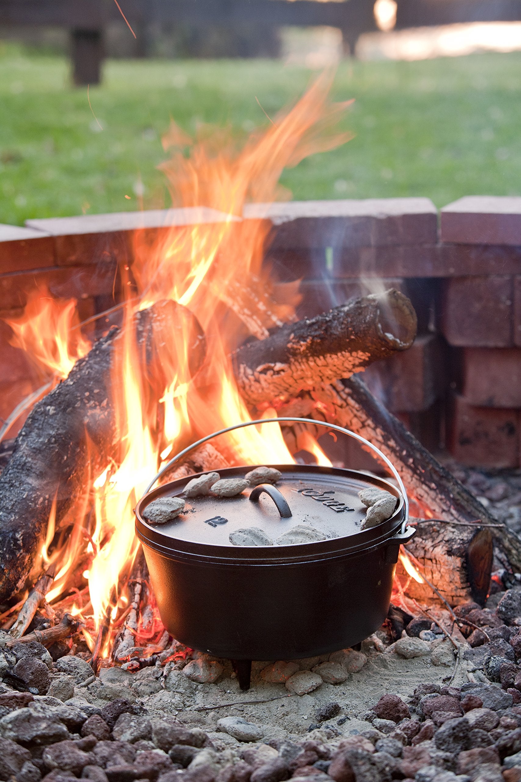 Lodge 8 Quart Pre-Seasoned Cast Iron Camp Dutch Oven With Lid - Dual Handles - Use In The Oven, On The Stove, On The Grill Or Ov