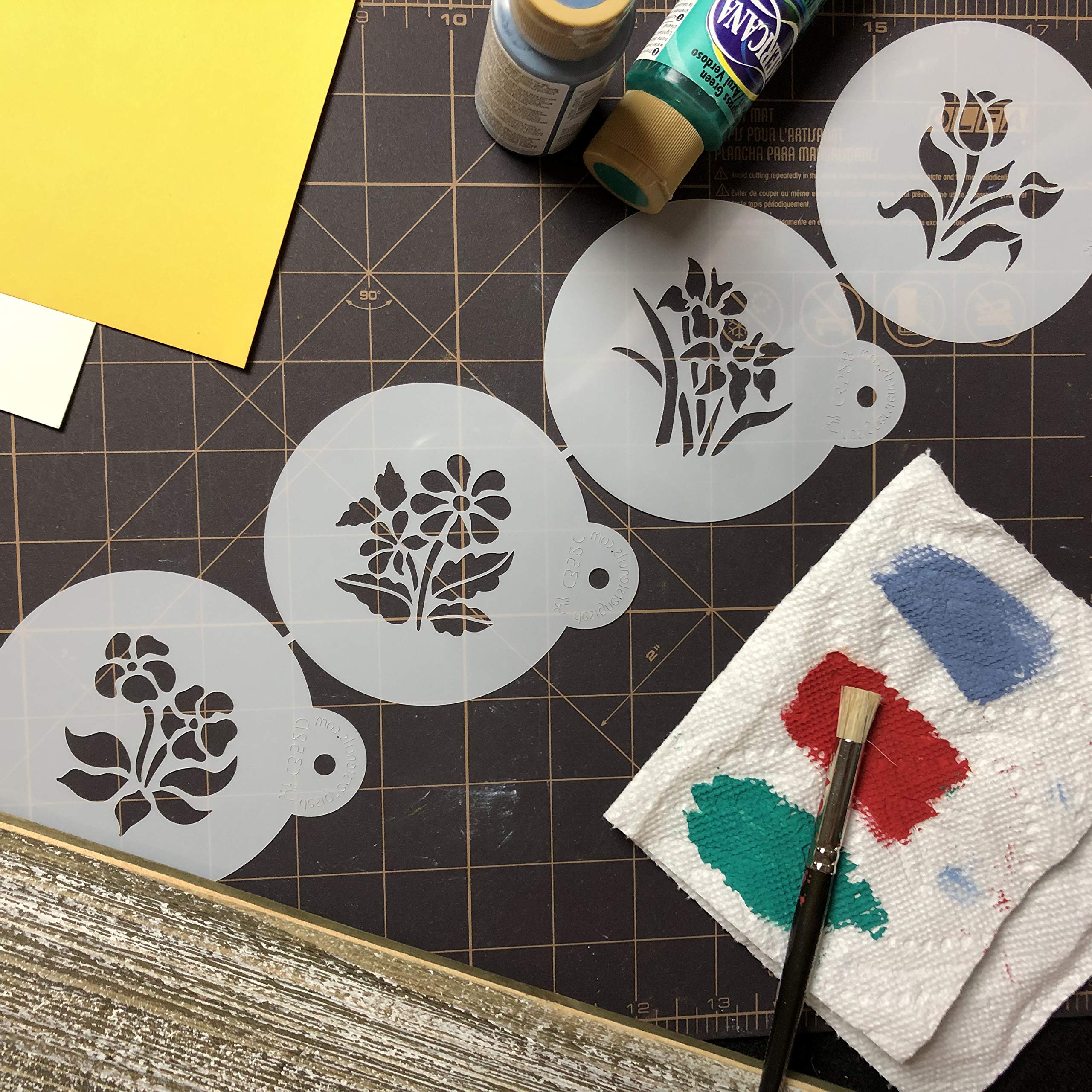 Designer Stencils Botanical Flowers Cookie Stencils, Small, Beige/Semi-Transparent