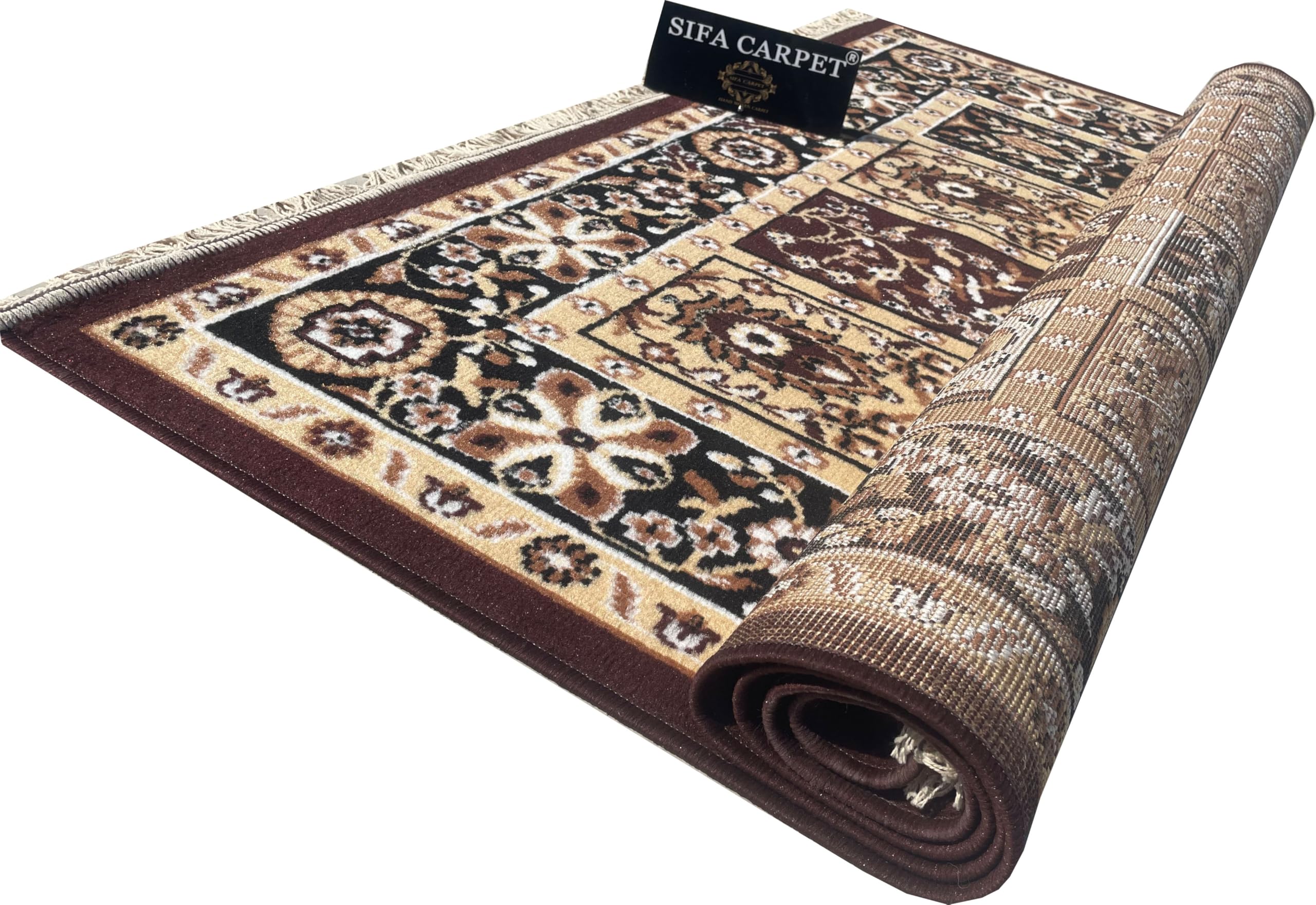 Sifa Carpet Floral Design Soft Acrylic Carpet For Living Room- 5X7 Feet Brown Color (150X200 Cm, Rectangular)