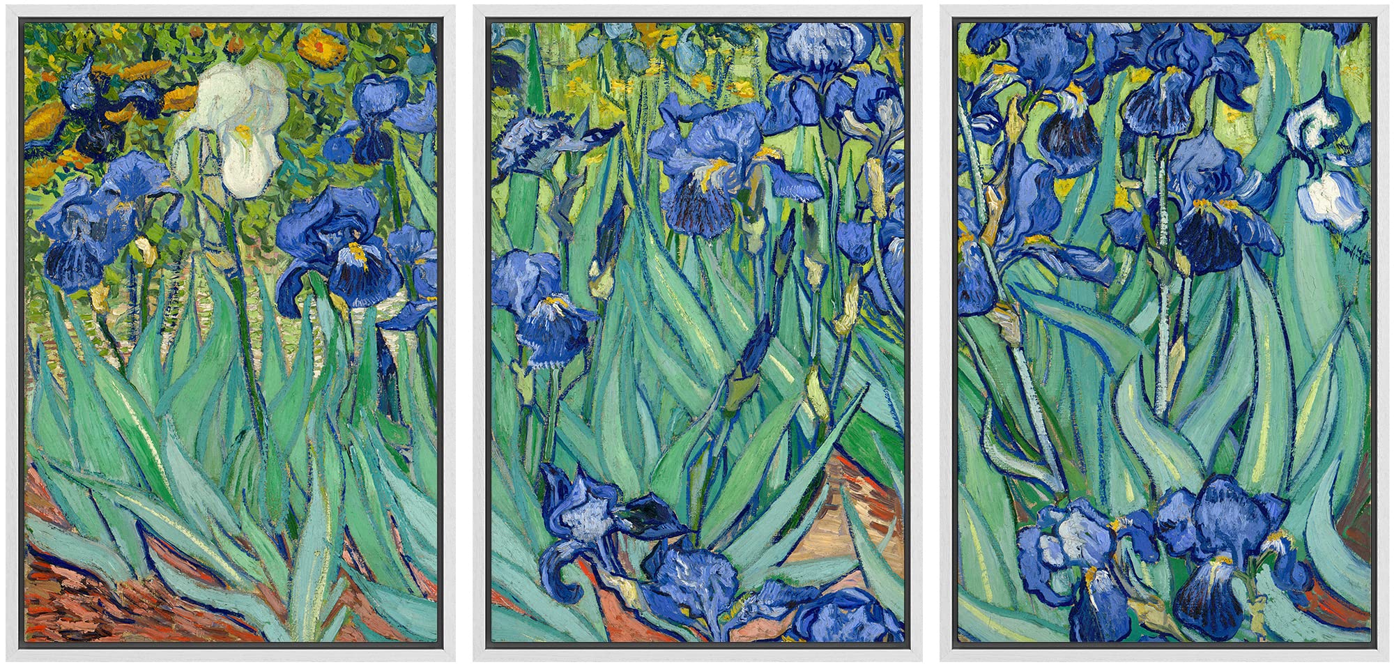 Wall26 Framed Canvas Print Wall Art Set Irises By Vincent Van Gogh Nature Wilderness Illustrations Fine Art Relax/Calm Multicolo