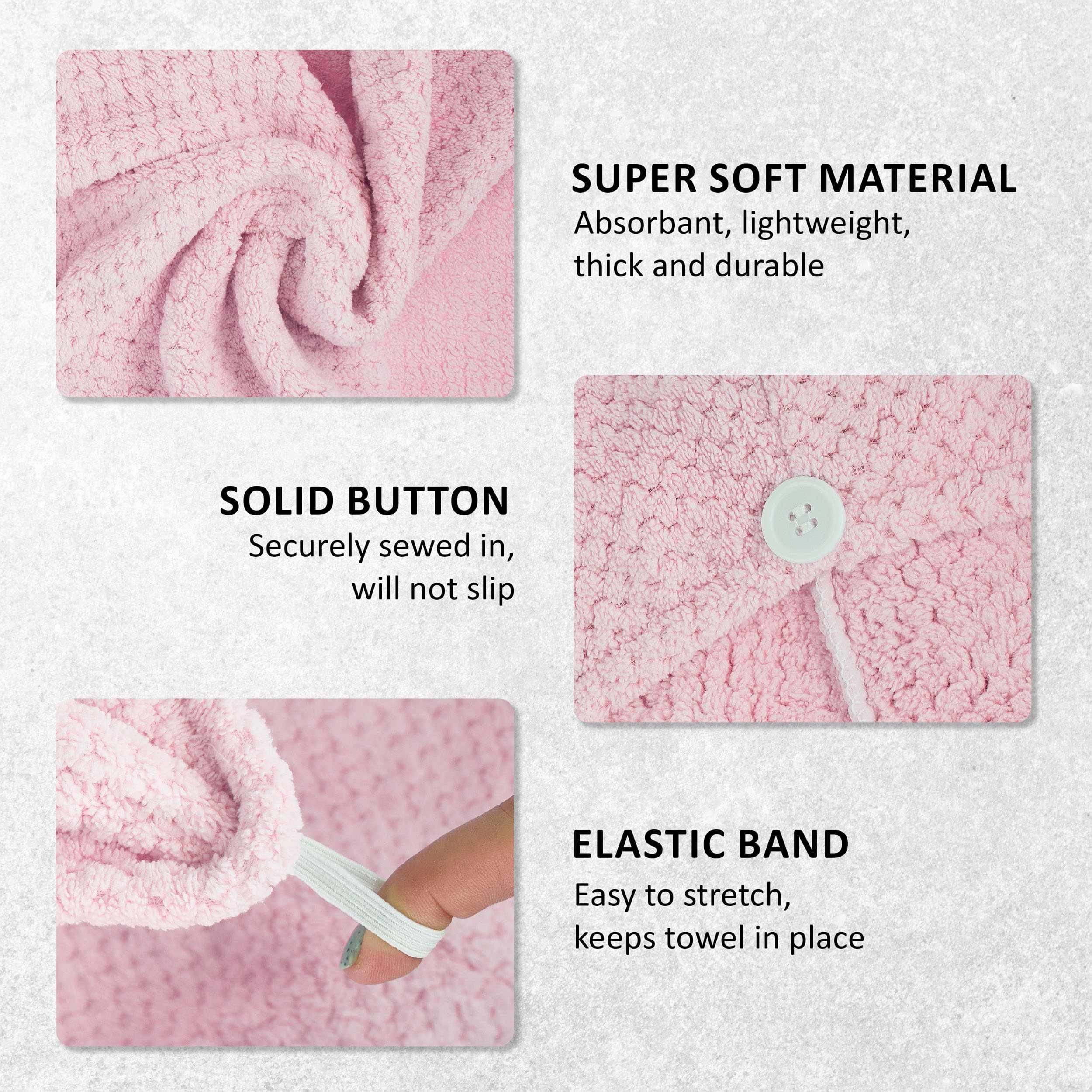 Expressions Microfiber Hair Towel in Pink - 1pc Super Soft Ultra Absorbent Hair Towel, Luxury Hair Care Towel, Gentle Hair Dryin