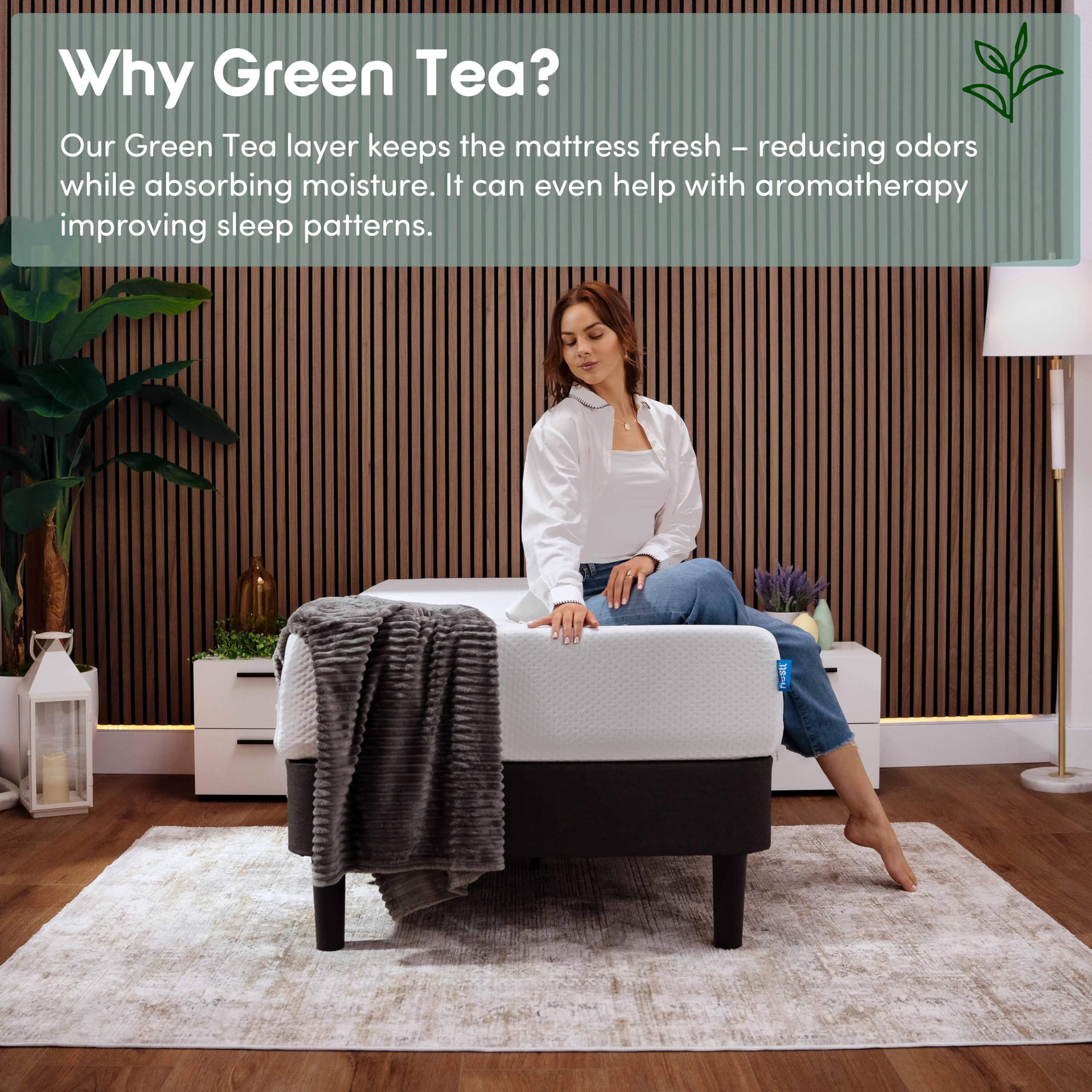 Nestl Green Tea Twin Mattress 10 Inch - Cooling Graphite Memory Foam Twin Mattress For Kids, Fiberglass Free Twin Bed Mattress I