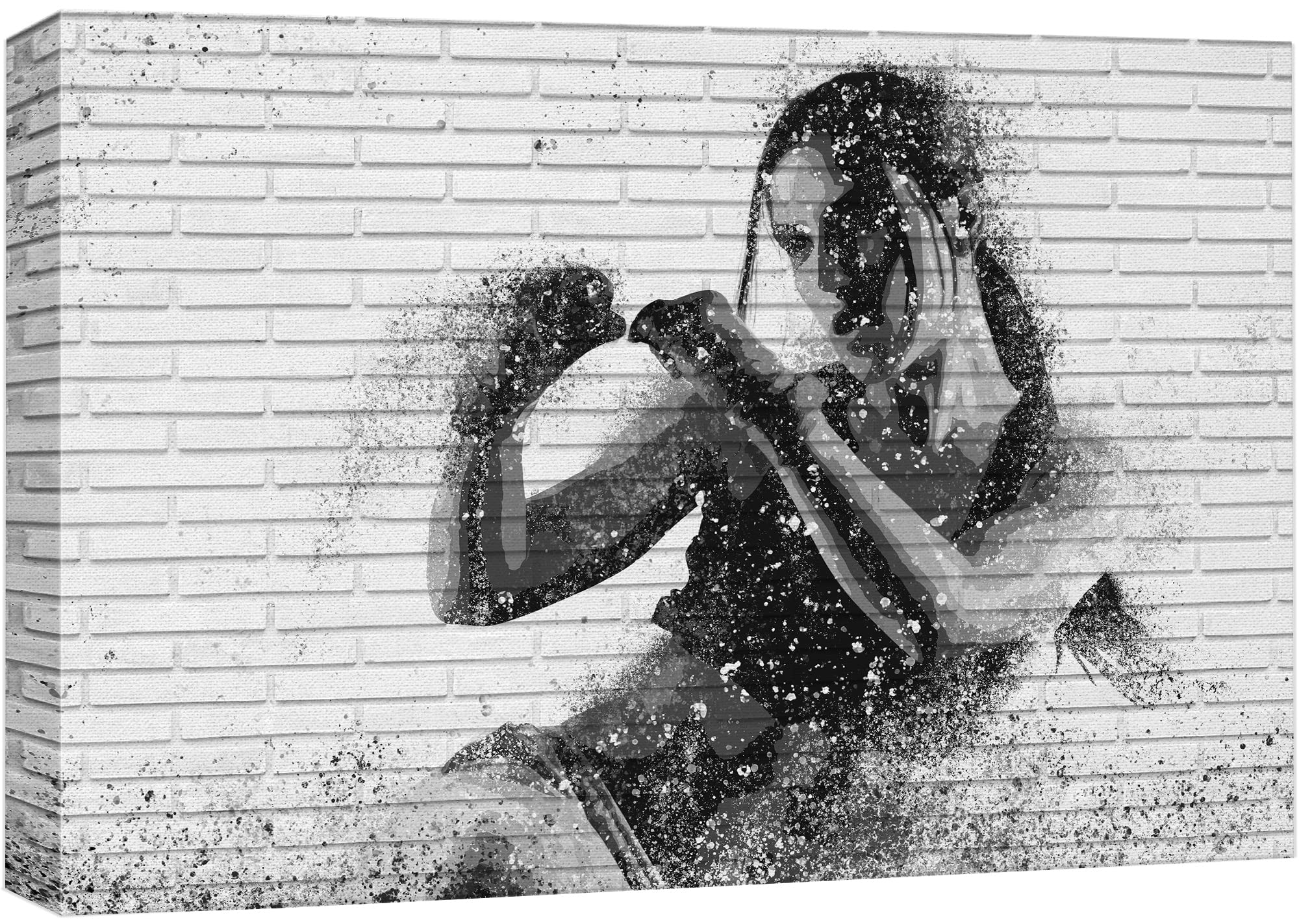 Wall26 Canvas Print Wall Art Brick Wall Street Art Graffiti Effect Mma Boxing Woman Portrait Sports Fitness Digital Art Realism