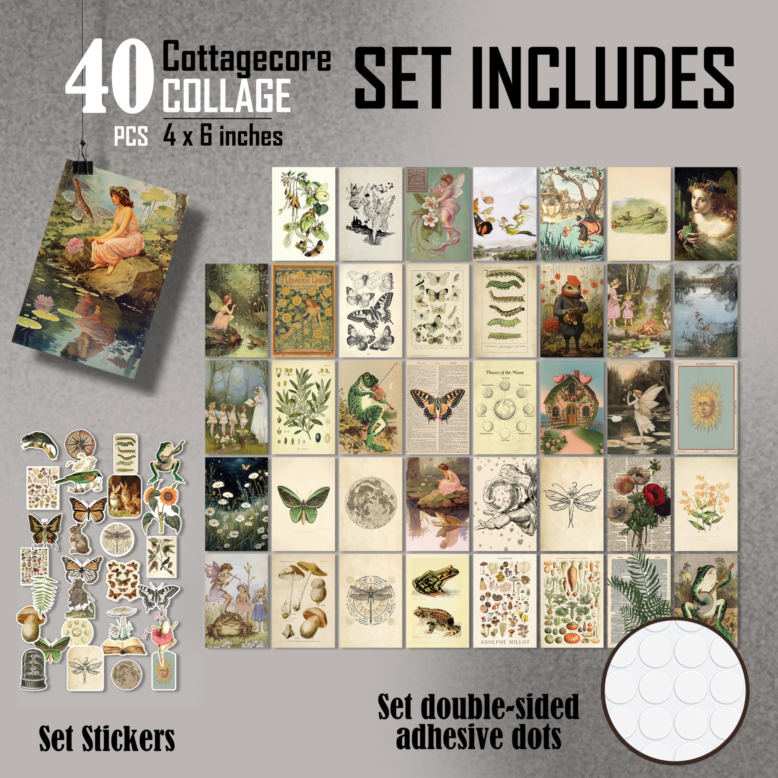 97 Decor Vintage Fairycore Decor - 40 Pcs Cottagecore Decor For Bedroom, Fairy Room Decor Aesthetic, Nature Cottage Core Wall Ar