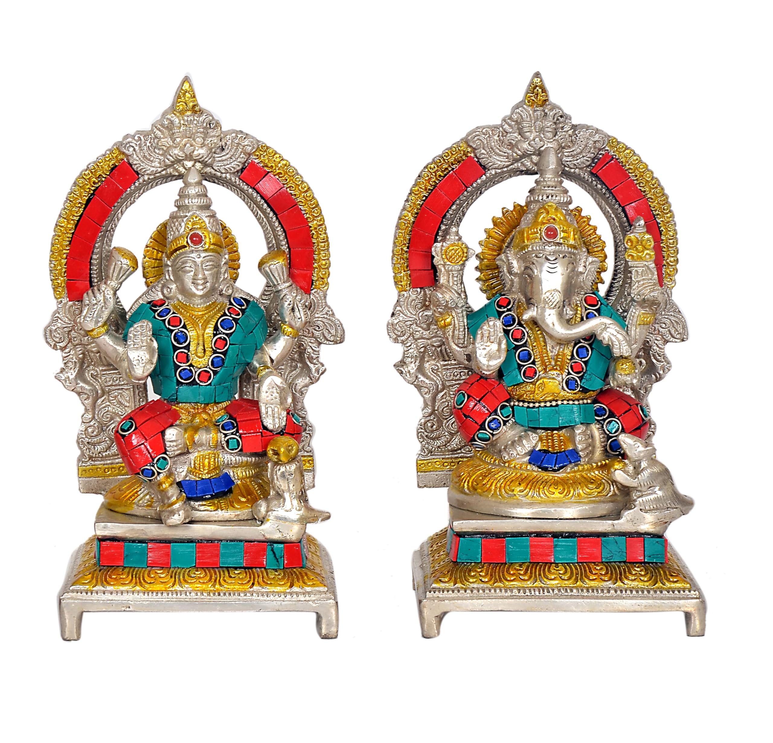 Dattatreya Brass Lakshmi And Ganesha Ganesh Murti Idol Statue Idol Statue Sculpture For Diwali Pooja Height - 7 Inches
