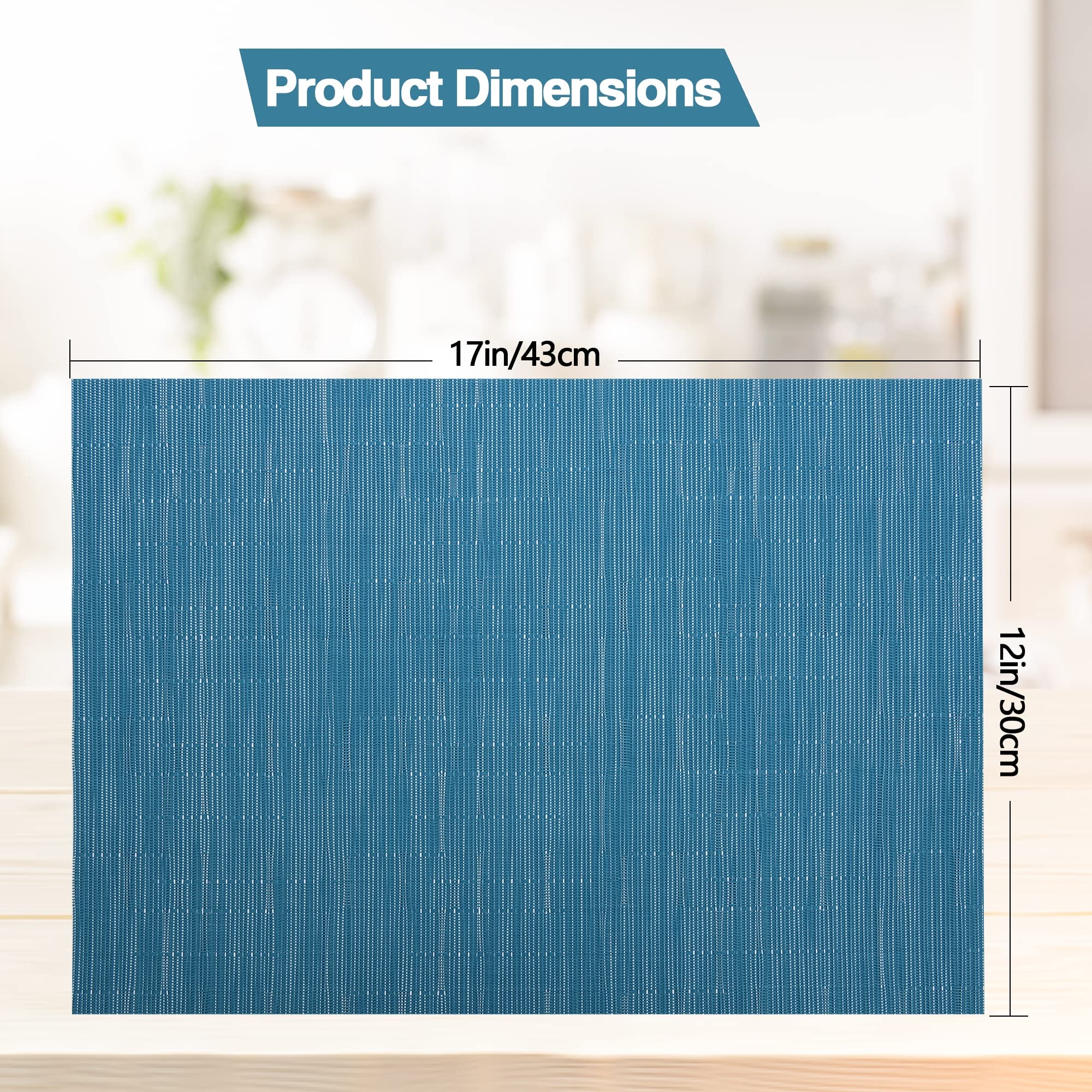 Slkqg Vinyl Placemats Set Of 8 - Washable Easy Clean Place Mats - Heat Resistant Pvc Table Placemats - Table Mats For Dining Tab