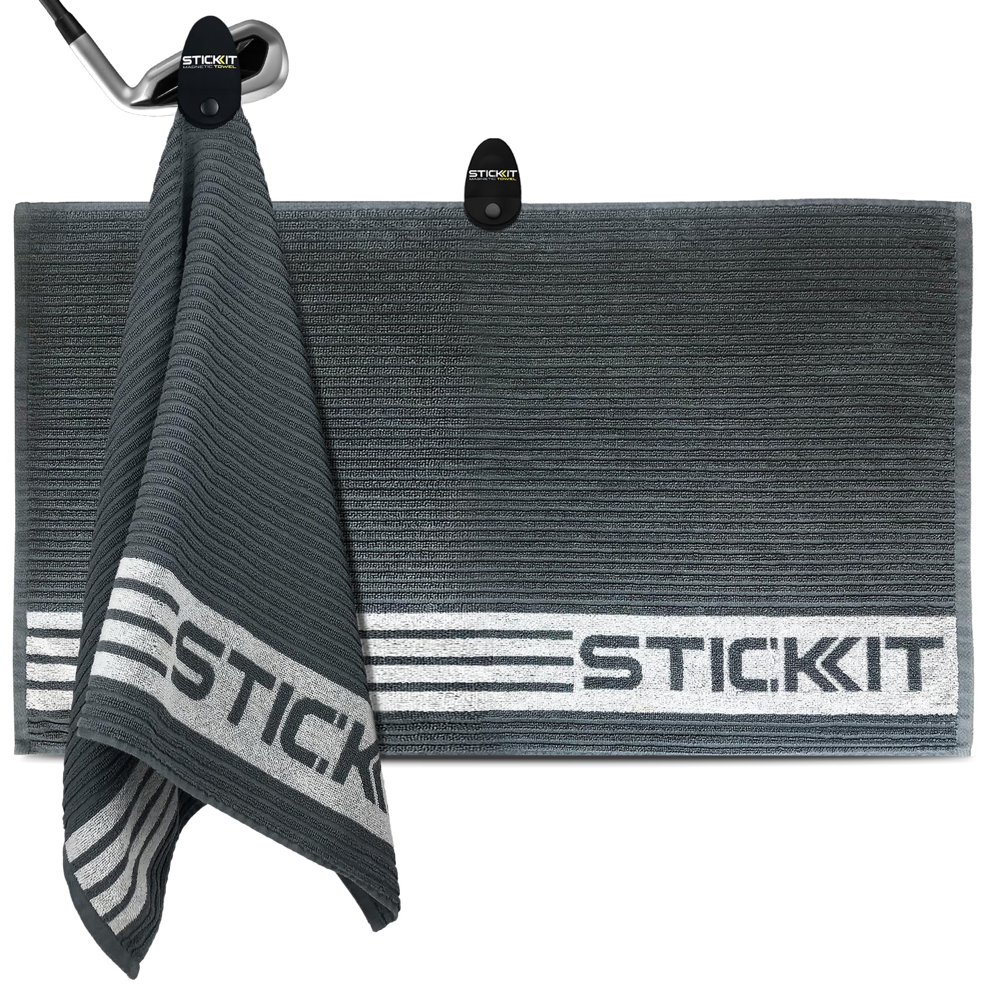 STICKIT XL Magnetic Golf Towel - Ultra Durable Cotton Terry Weave with Removable Magnet - Large Golf Towel for Bags, Caddies & C