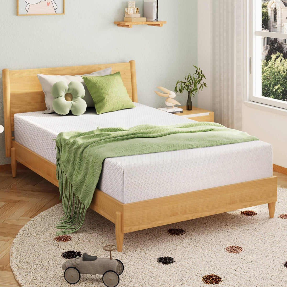 Egohome Full Size Memory Foam Mattress, 8 Inch Bed Mattress In A Box With Cooling Green Tea Gel, Relieve Pressure With Medium Fi