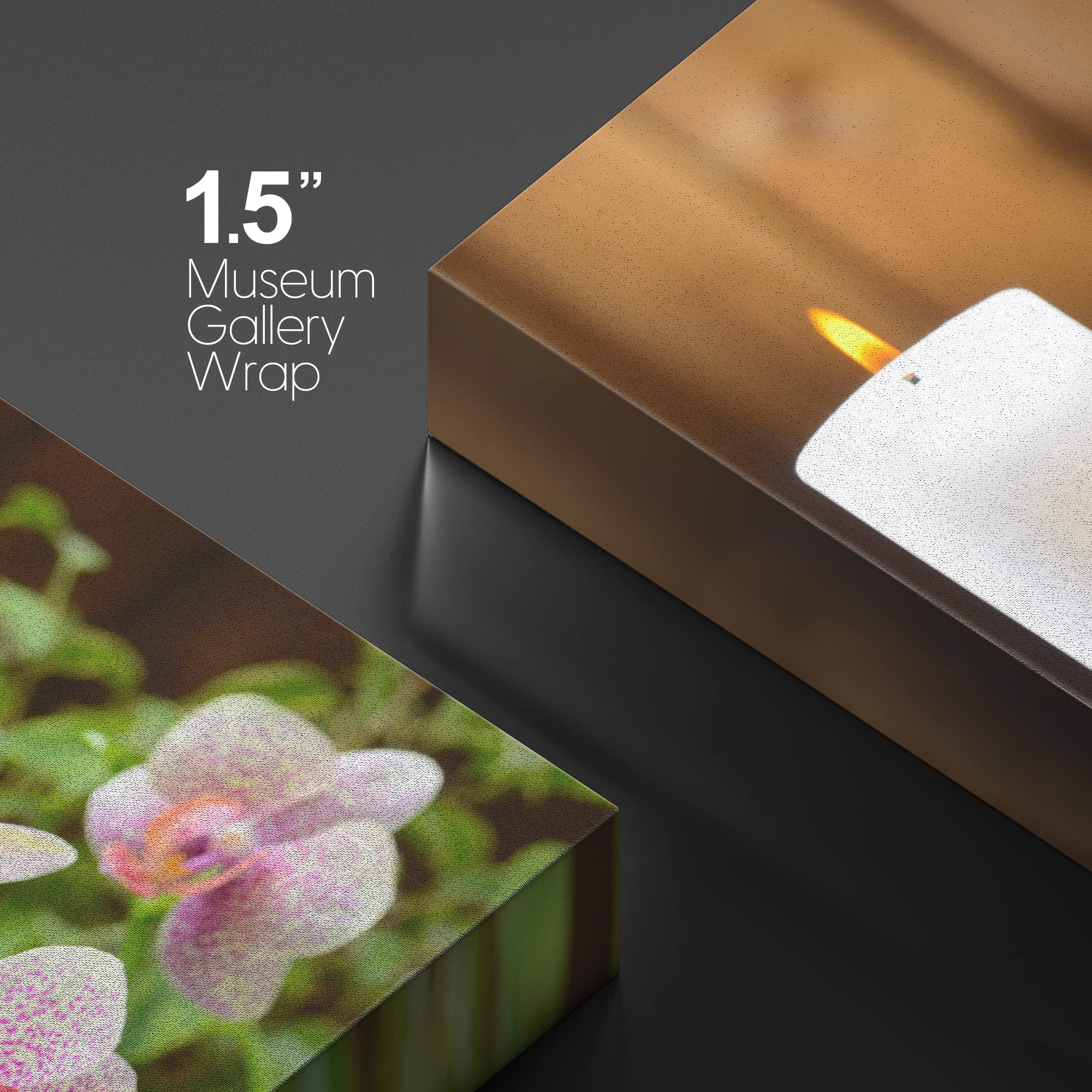 Wall26 Canvas Print Wall Art Pink Orchid Flowers Zen Massage Stones White Candles Nature Wilderness Photography Realism Rustic L