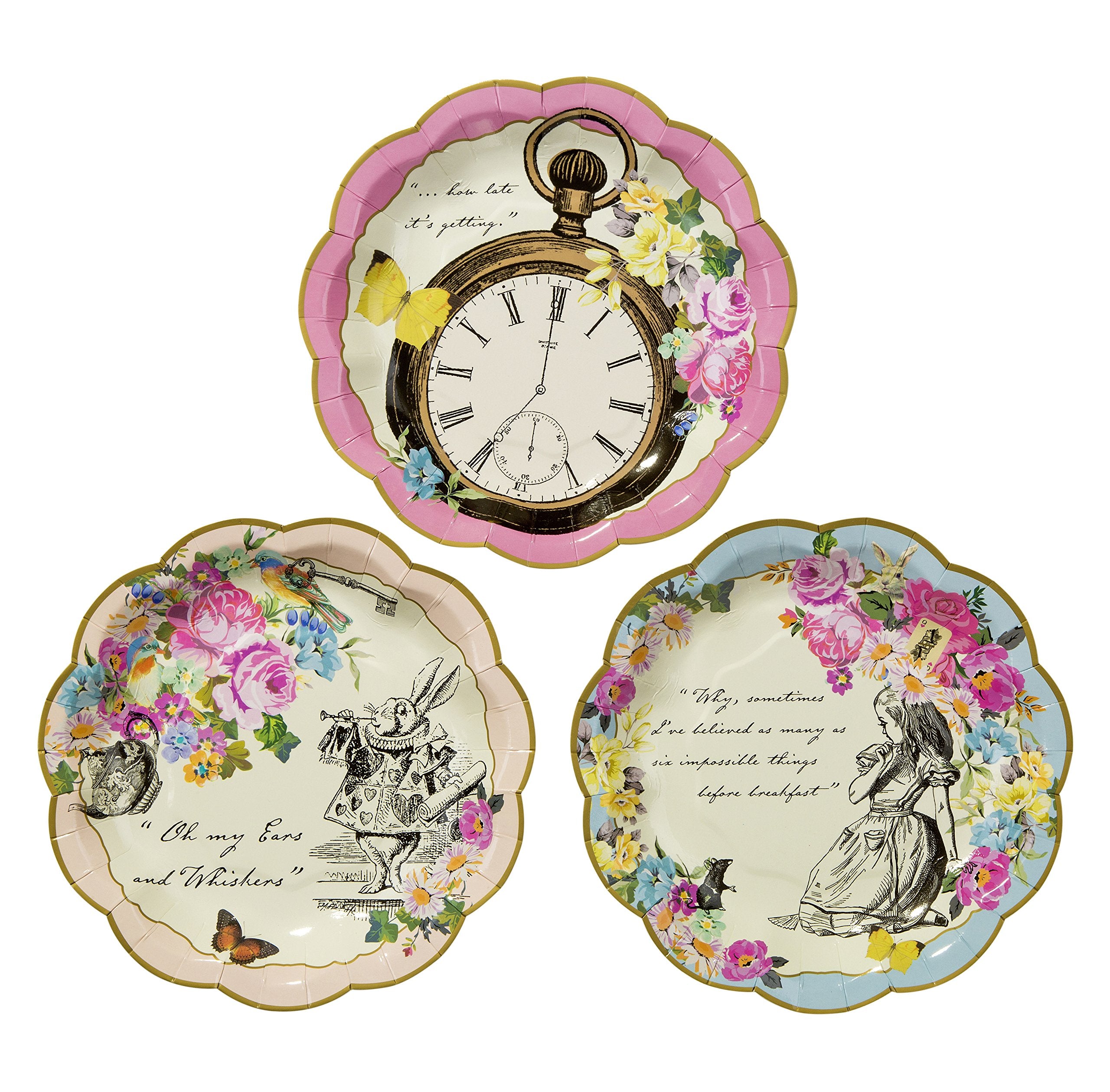 Talking Tables Pack Of 24 Alice In Wonderland Themed Disposable Paper Plates | Supplies For Mad Hatter Tea Party, Birthday, Baby