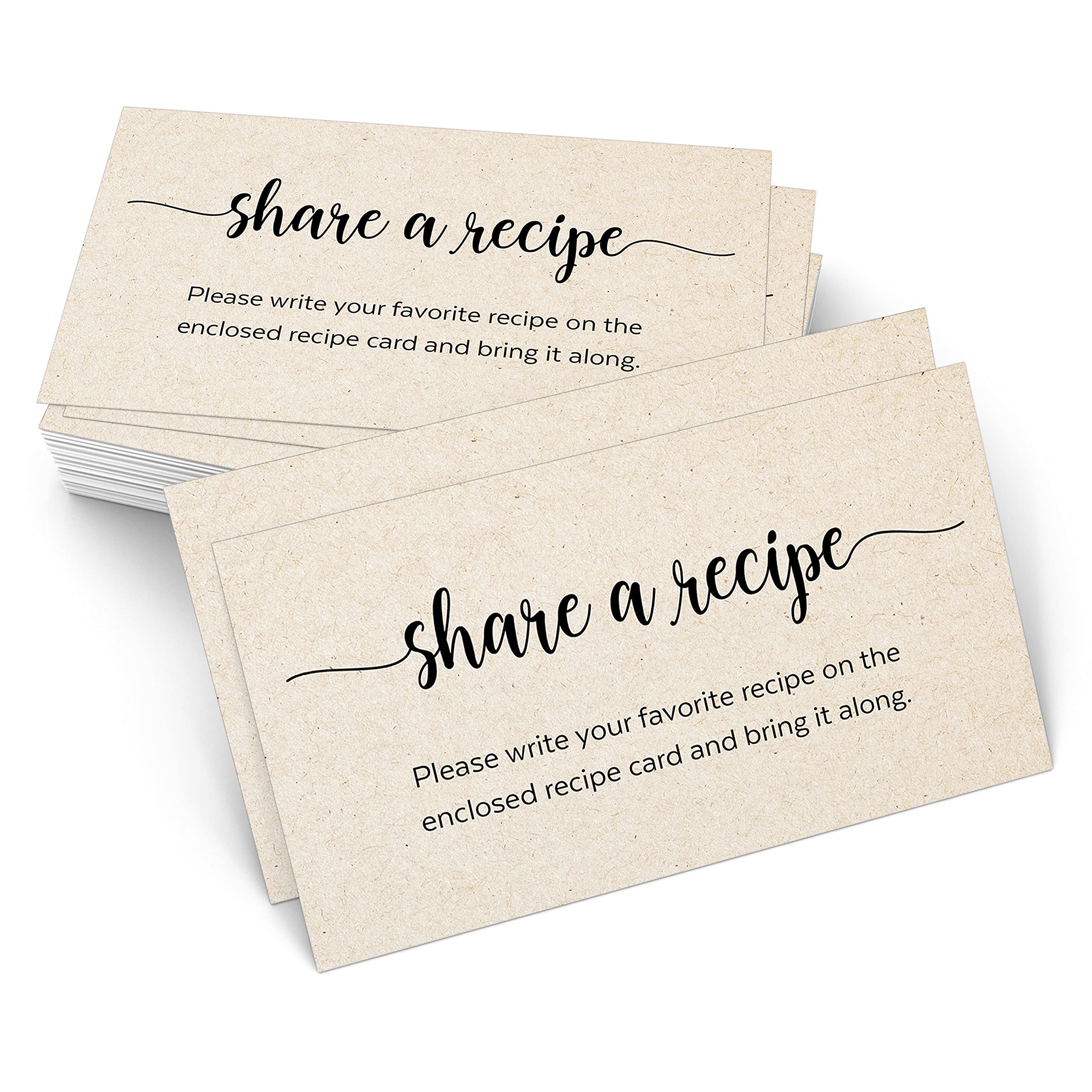 321Done Recipe Request Insert Card (Set Of 50) 3.5X2 Rustic Kraft - Small Share A Recipe Card For Bridal Shower, Invitation Inse