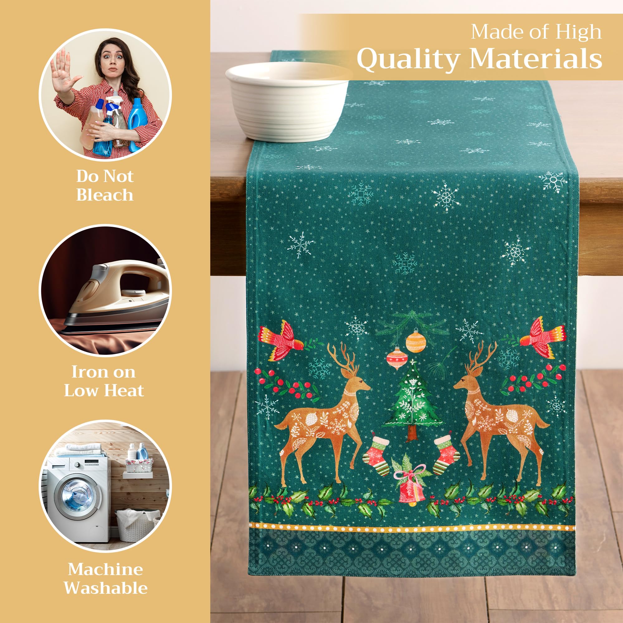 Maison d Hermine Table Runner 100% Cotton Single Layer Table Runners 108 inches Long Decorative for Home Kitchen Dining Party B