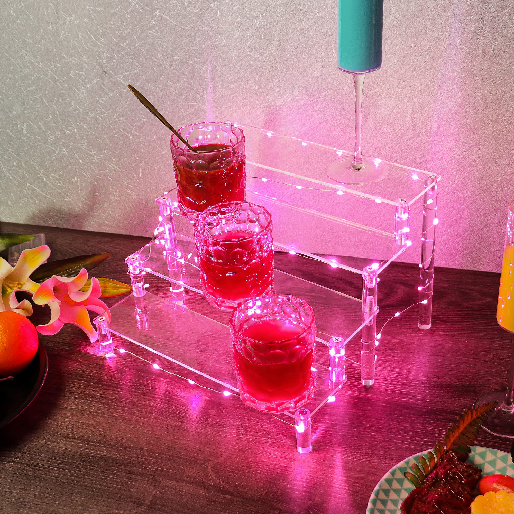 YestBuy Display Shelf Cake Stand - 4 Tier Shelf Cake Pop Stand - Multifunctional and Durable Acrylic Stand - Mounting Hardware Included - Ideal for Desserts  Cosmetics  Glassware  Figurines