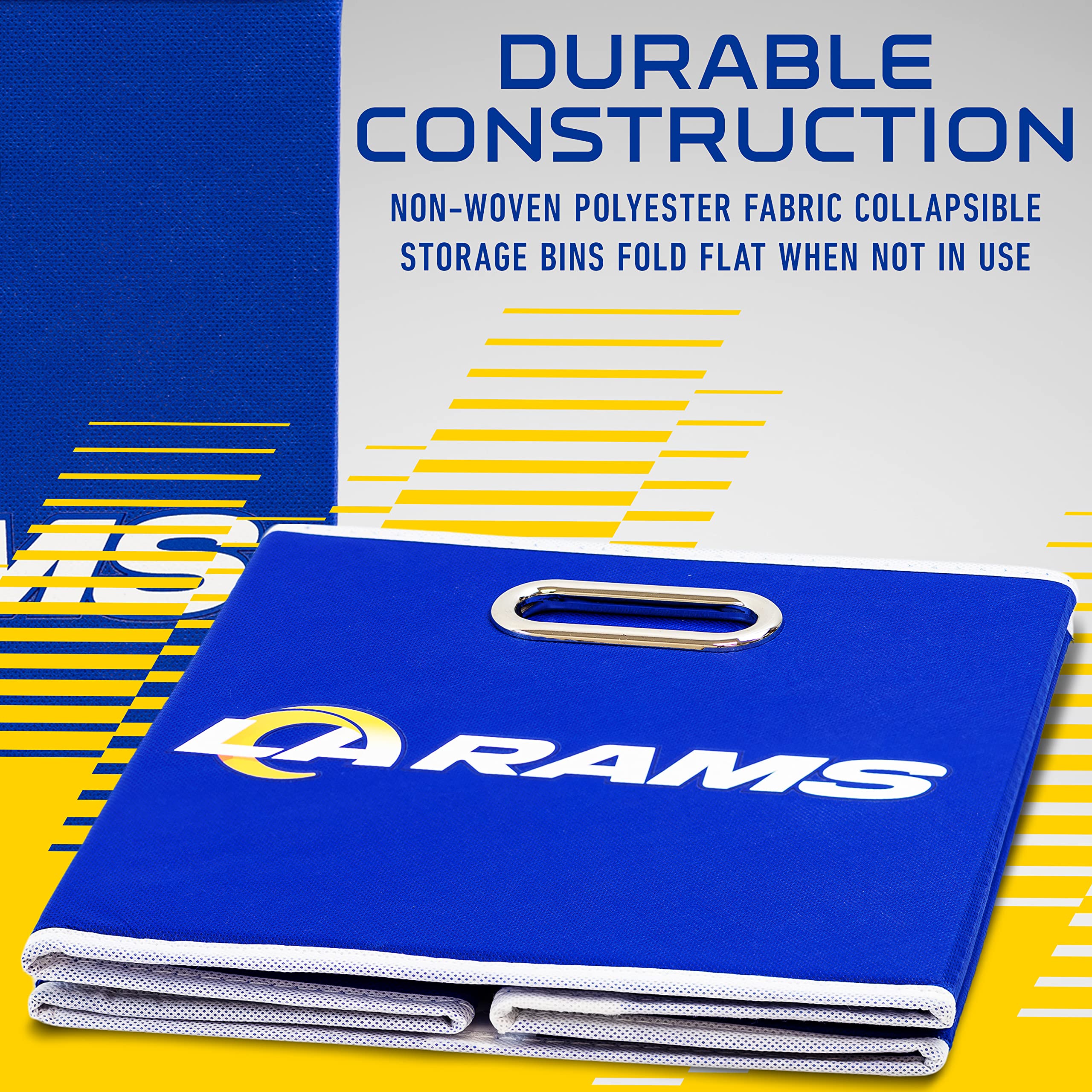 Franklin Sports Nfl Los Angeles Rams Collapsible Storage Bin Nfl Folding Cube Storage Container Fits Bin Organizers Fabric Nfl T