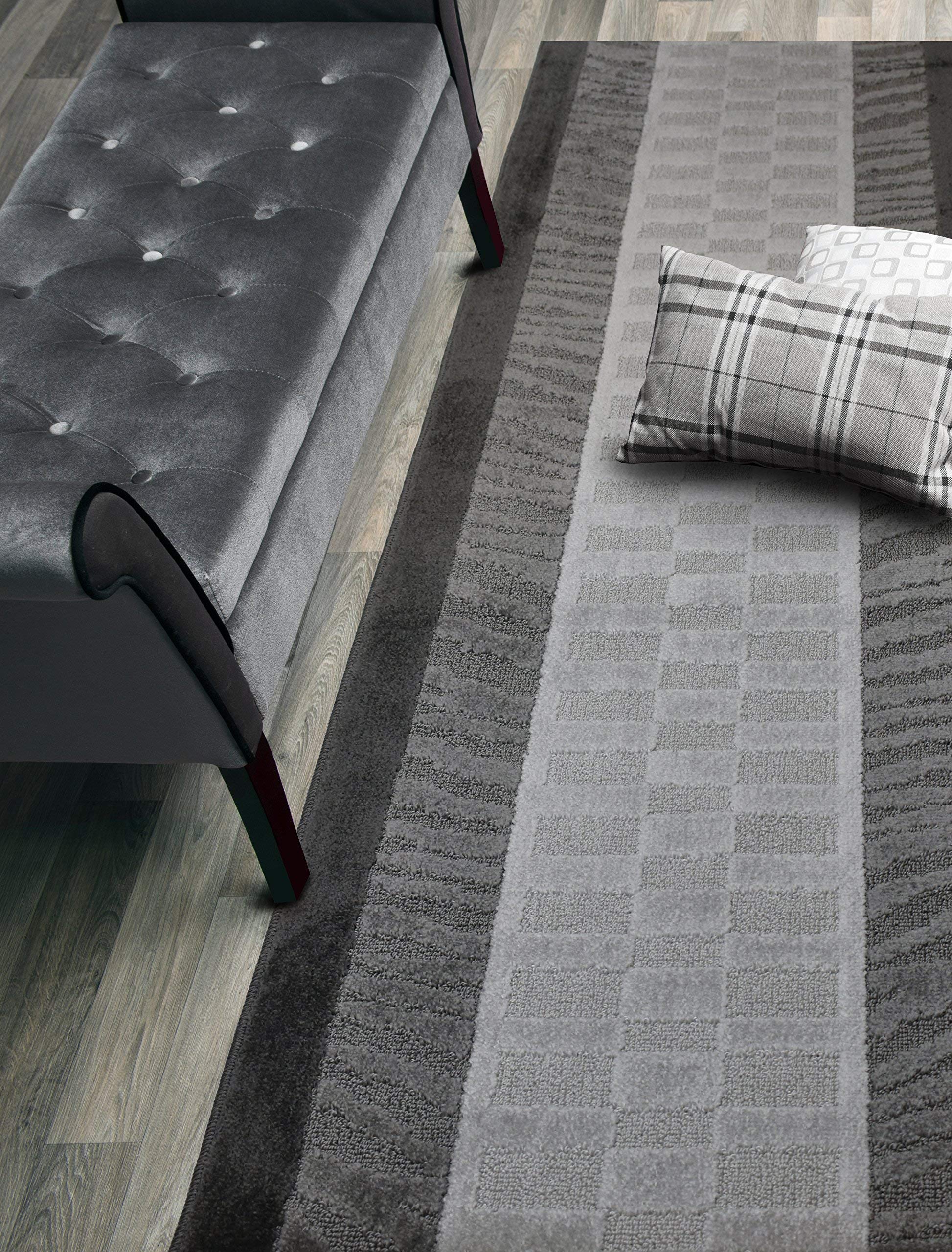 ORFA HOME Custom Size Zebra Hallway Runner Rug Slip Resistant Rubber Back, 26 Inch Wide x Your Choice of Length Size, Anthracite
