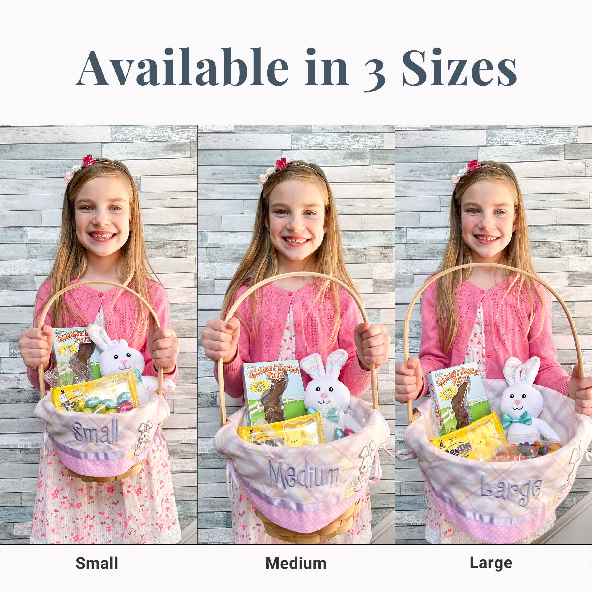 Let'S Make Memories Personalized Easter Basket - Create Your Own - Wicker Basket - Embroidered Liner - Medium - Blue Bunny Appli