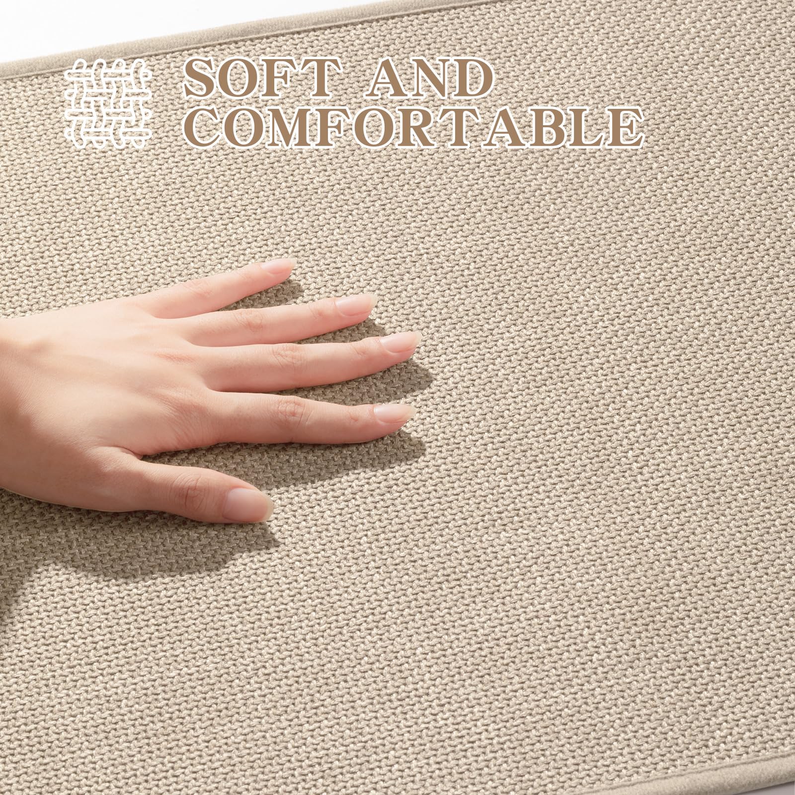 Chakme Bathroom Rugs Mat 59X25, Ultra Thin Non Slip Bath Mat Large Quick Dry Absorbent Bath Mat For Bathroom Floor, (Light Beige