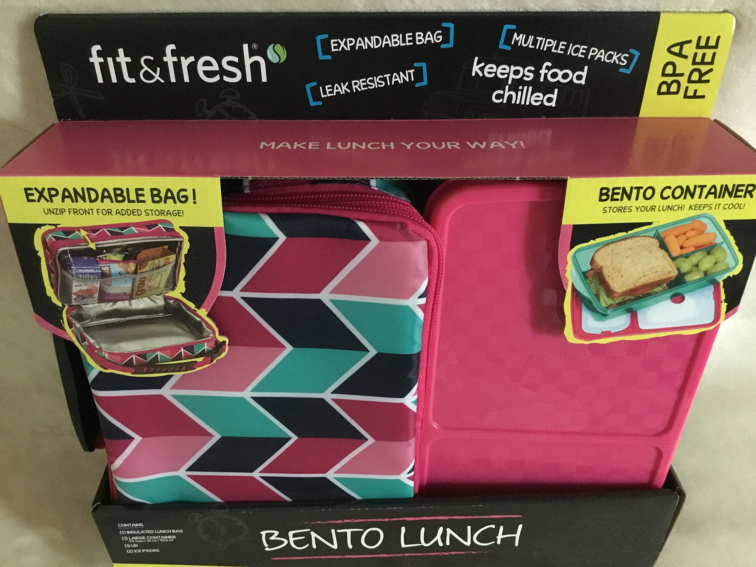Fit & Fresh Bento Lunch Set, Navy Arrow
