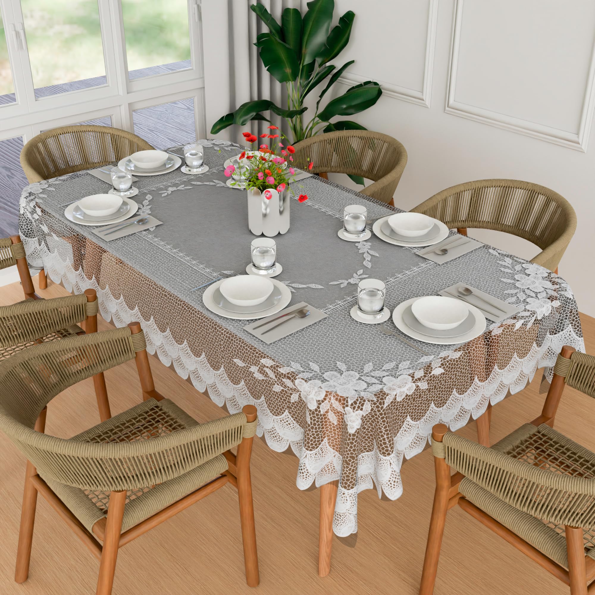 Kuber Industries Dining Table Cover|60x90 Inch|6 Seater Dining Table|PVC Table Cloth|Kitchen Table Cover|Waterproof Table Cover|