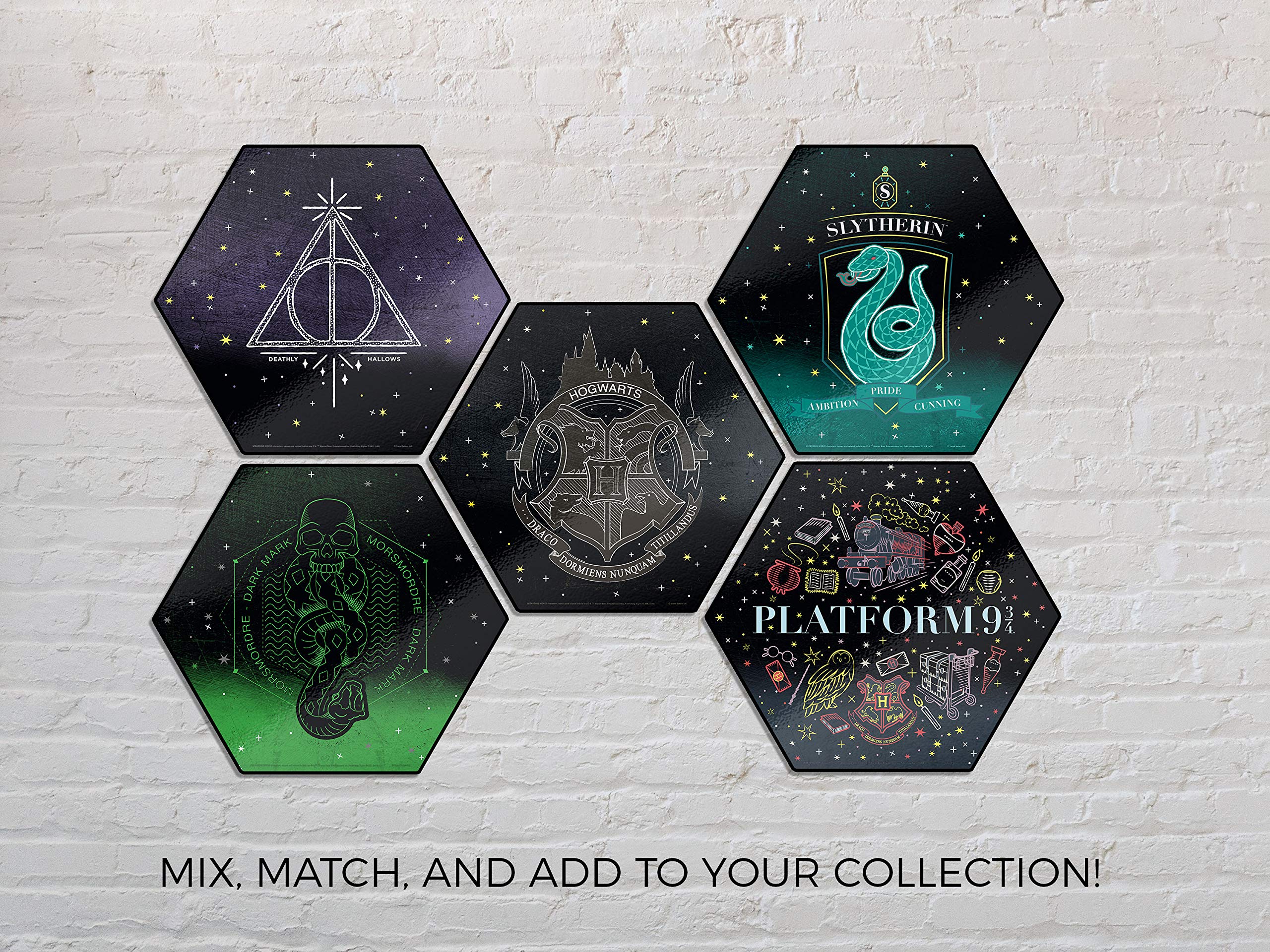 Harry Potter - Slytherin - Hogwarts House Crest - 11.5    X 10    Hexagon Shaped Knexagon Wood Print - Hang Alone Or Connect To