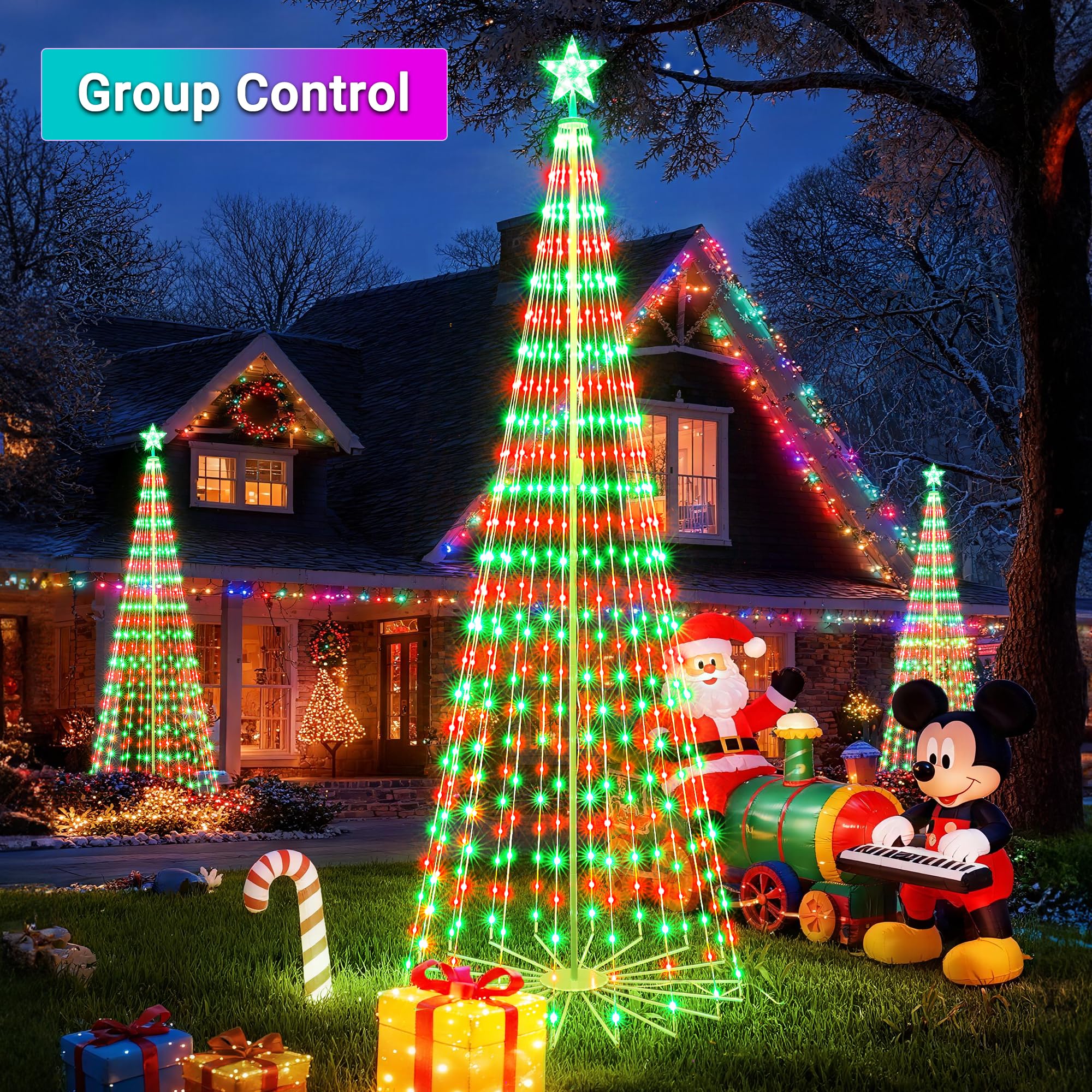 Joomer Christmas Tree Star Lights, 9FT 460LED Smart Orange Purple Light with Remote Timer Music Sync Bluetooth App Controlled RG