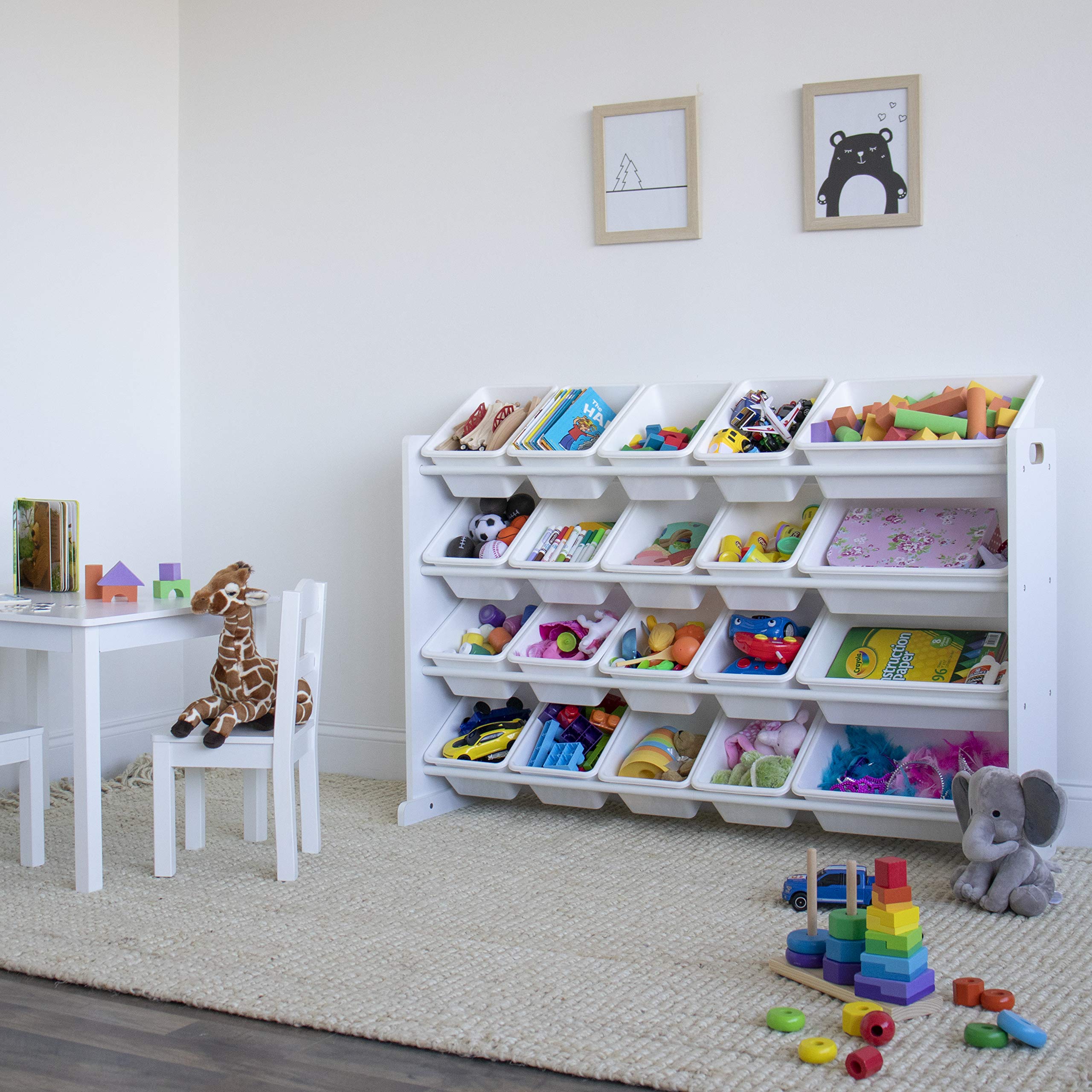 Humble Crew Extra Large Toy Organizer with 20 Storage Bins  White/White