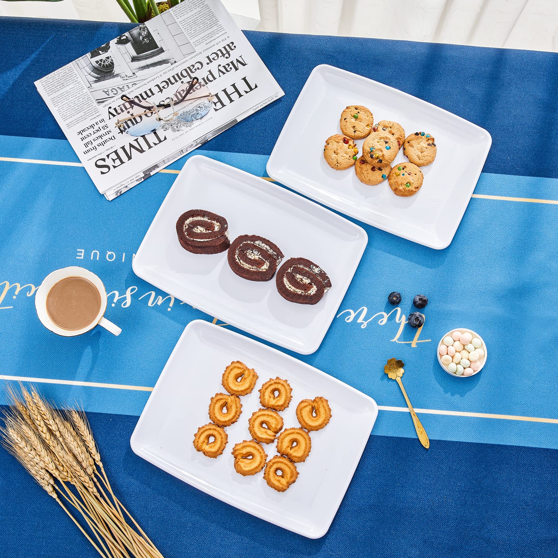 N9R 10Pcs White Plastic Serving Trays - 11