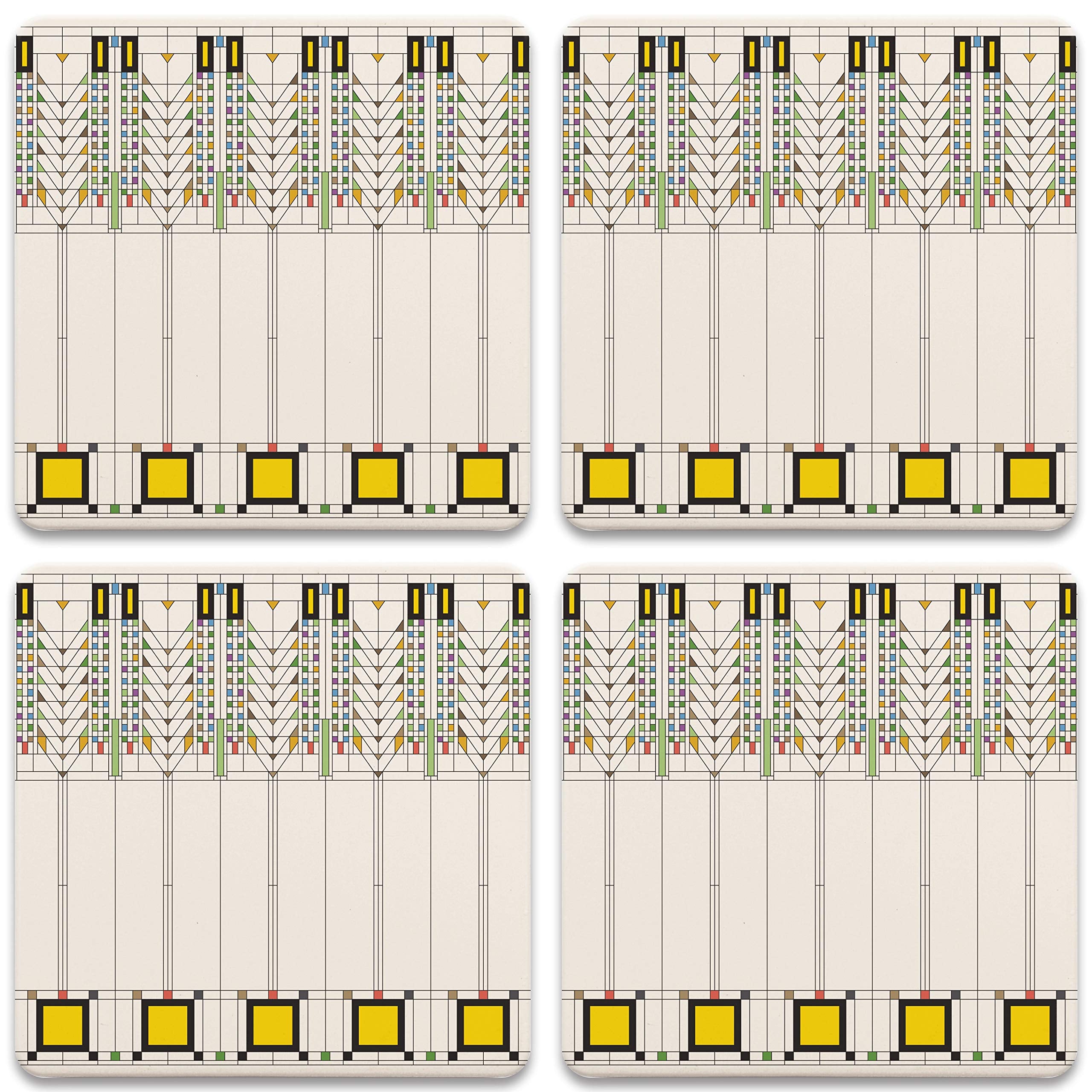 Coasterstone Frank Lloyd Wright Tree Of Life Set Of 4 Coasters, One Size, Multicolor