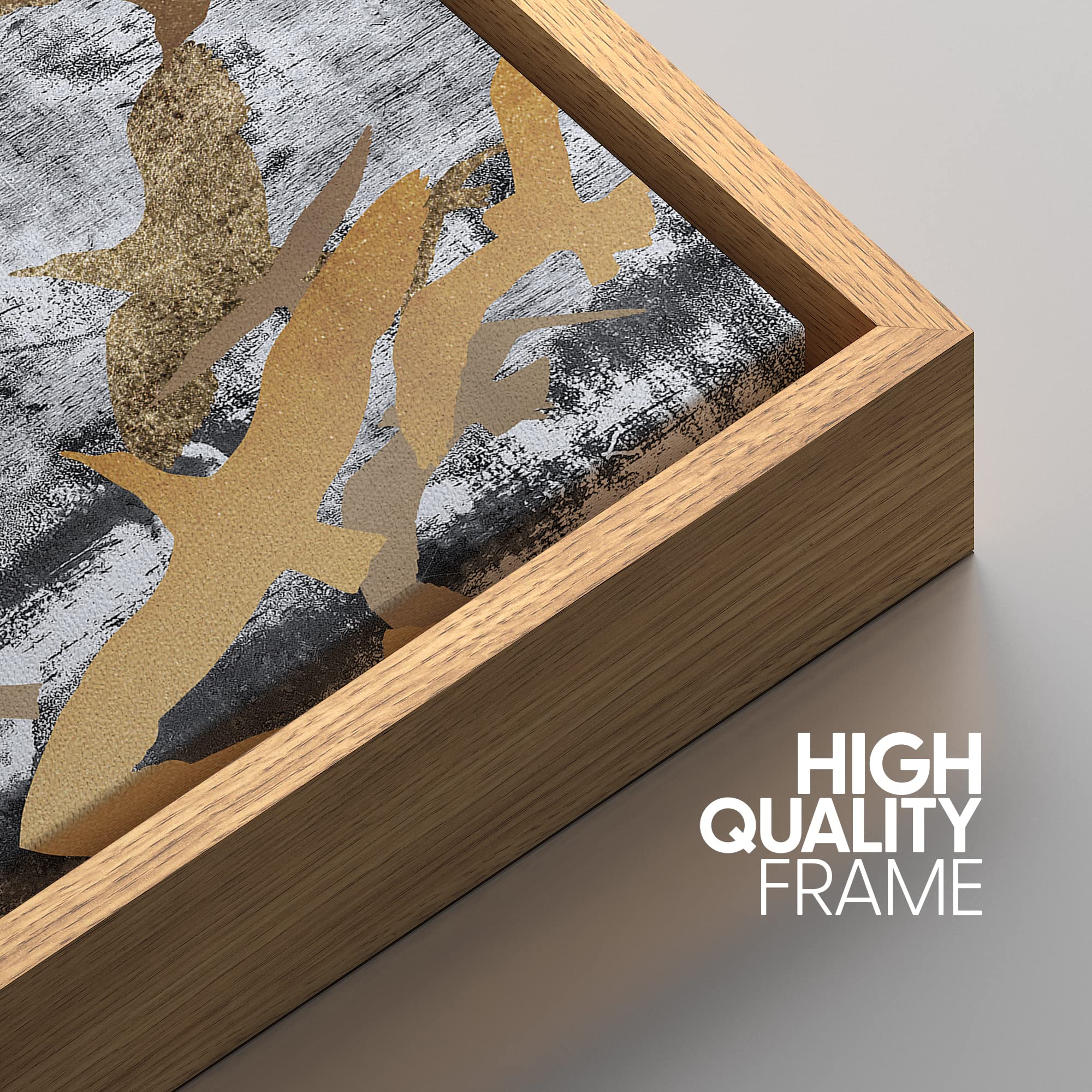 NWT Framed Canvas Print Wall Art Flying Golden Bird Collage Nature Wilderness Illustrations Modern Art Decorative Landscape Rustic Zen Colorful for Living Room  Bedroom  Office - 24''x36'' Natural