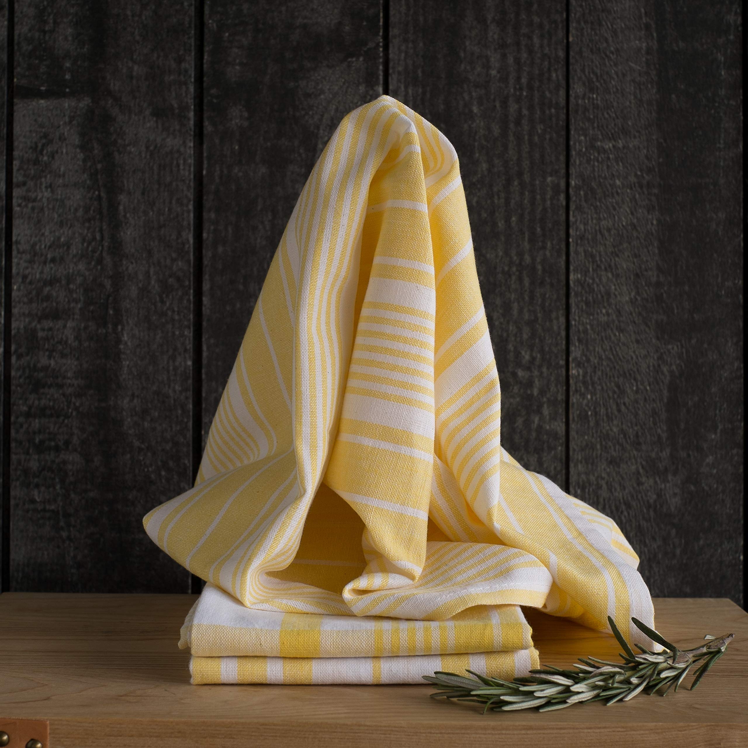 Now Designs Jumbo Pure Kitchen Towel Set Of 3, Lemon Yellow