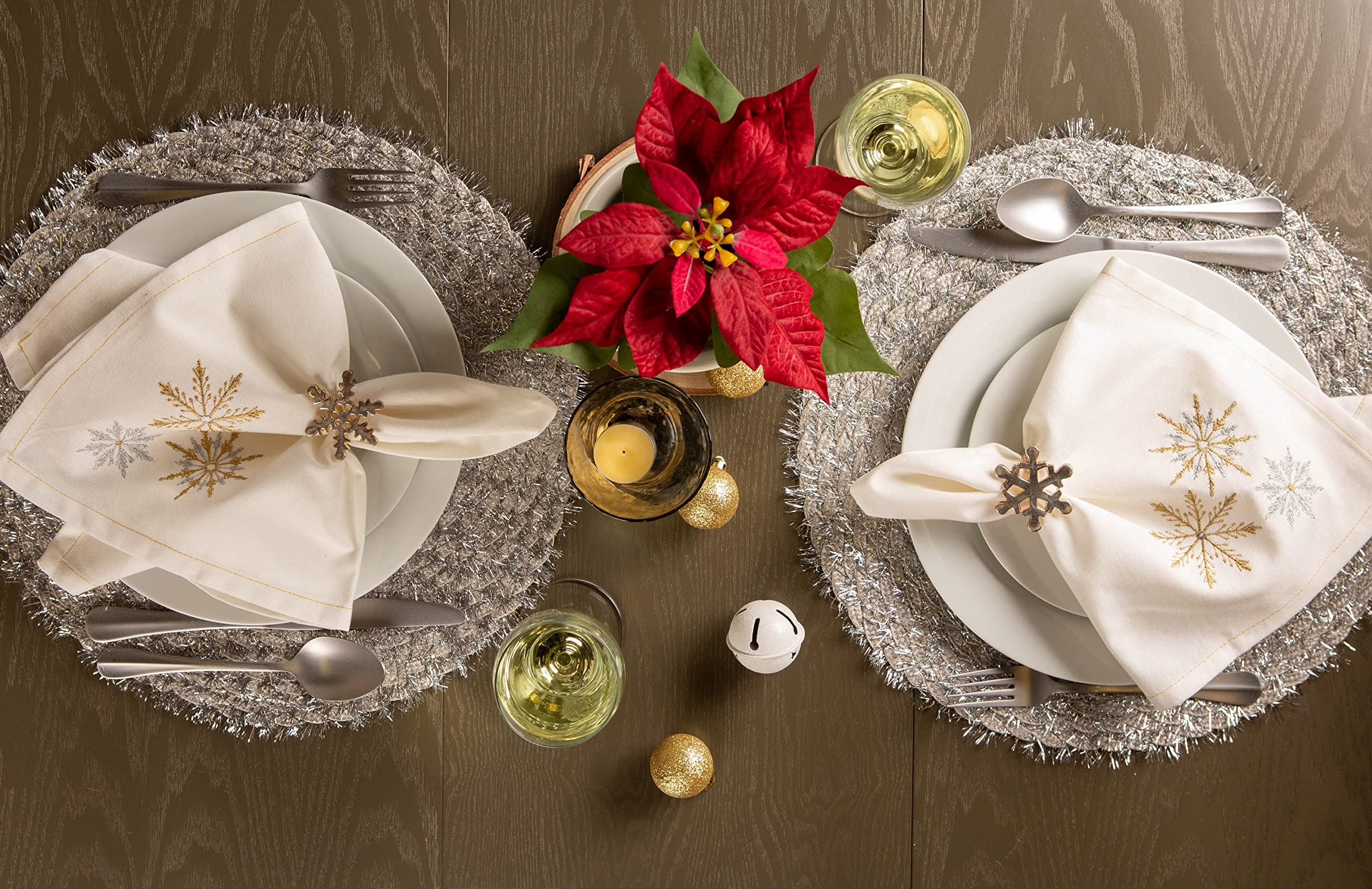 DII Sparkle Snowflakes Embroidered Napkin (Set of 6)