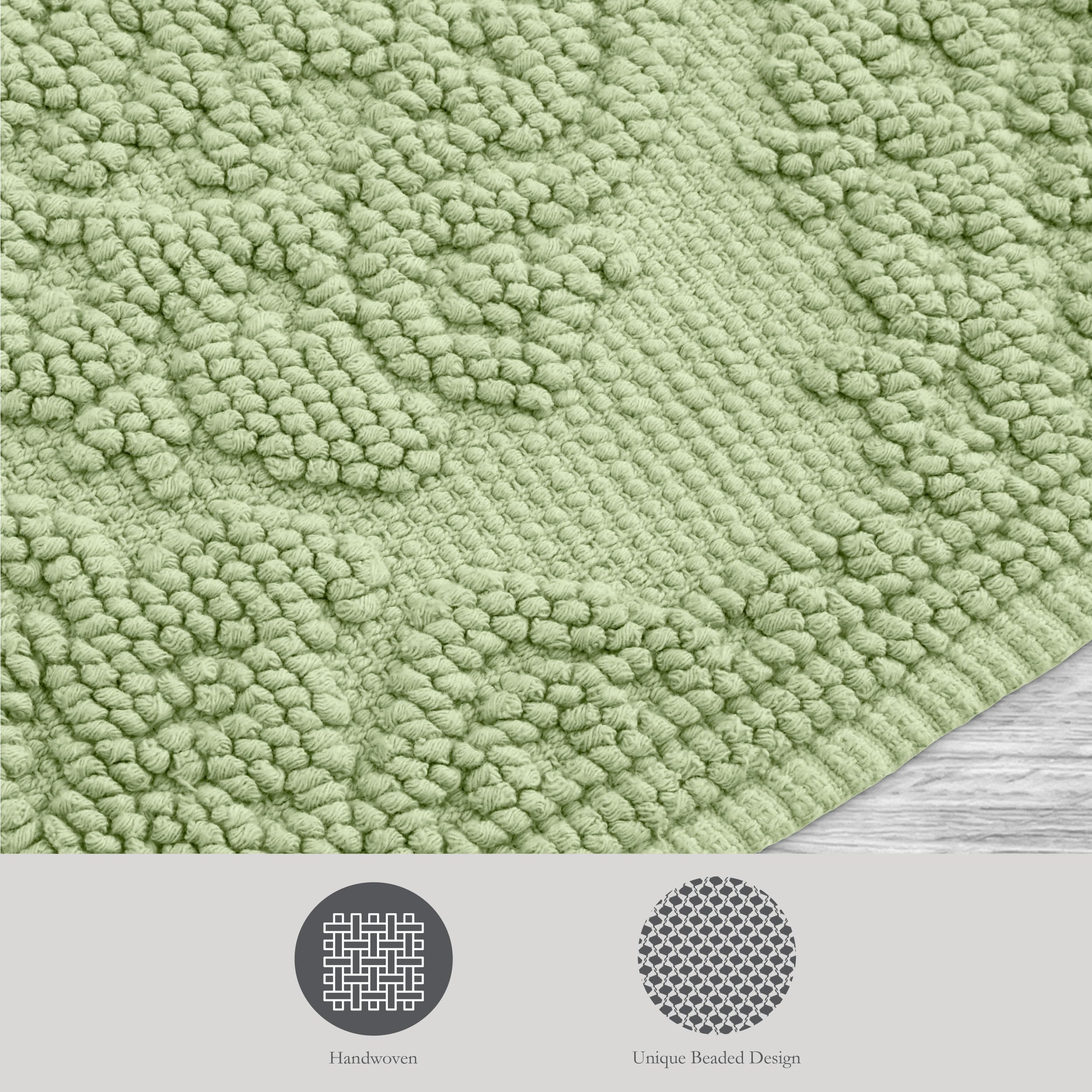 Jean Pierre - Ricardo Bath Mat, Woven Fringe Bathroom Rugs, 100% Cotton, Premium Bathroom Decor - Measures 17'' X 31'' - Sage Gr