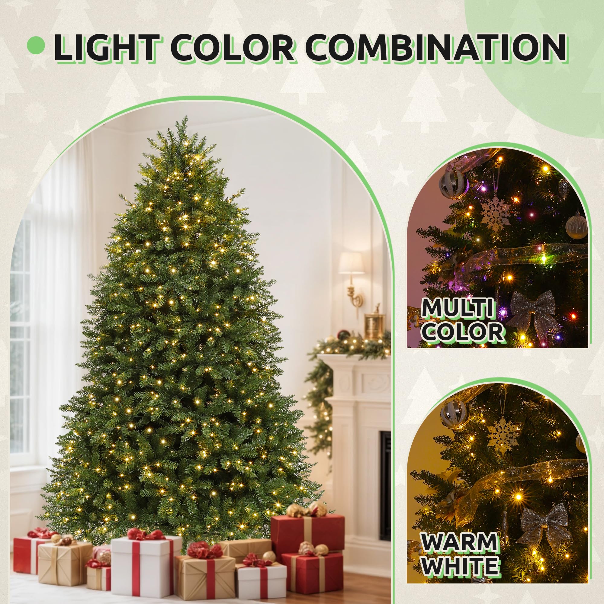 GOOBED 6FT Prelit Artificial Christmas Tree with Remote, Green Bell Shape Christmas Tree with Dual Color LED Lights, 11 Light Mo