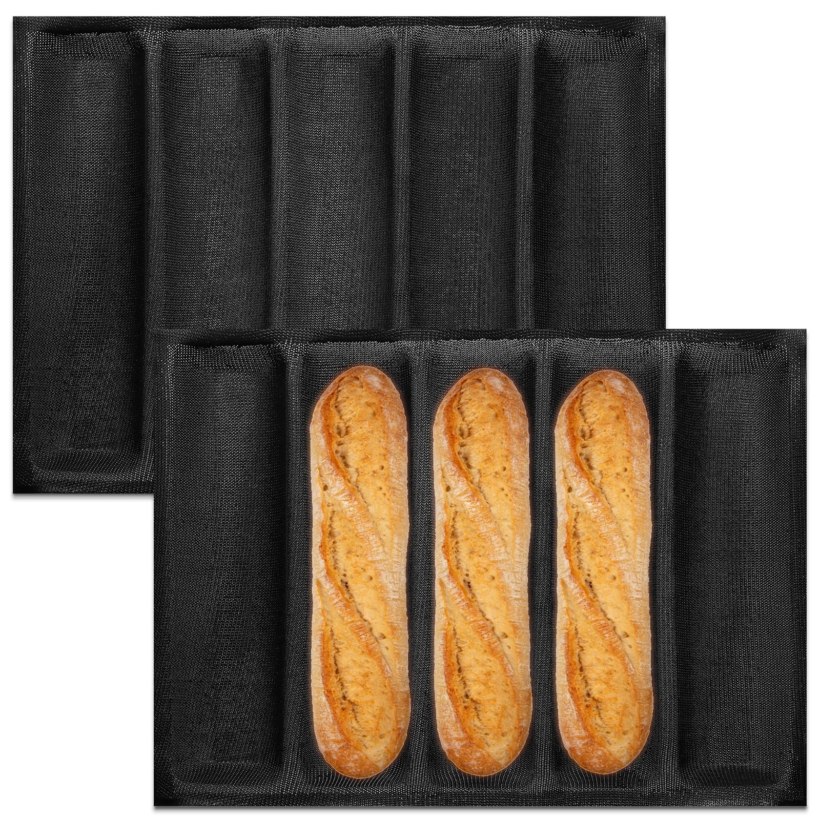 Alzmarlt 2 PCs Silicone Bread Mold 5 Loaf Baking Mould Flexible Reusable Forms Shapes Non Stick Perforated  Food Grade Sandwich