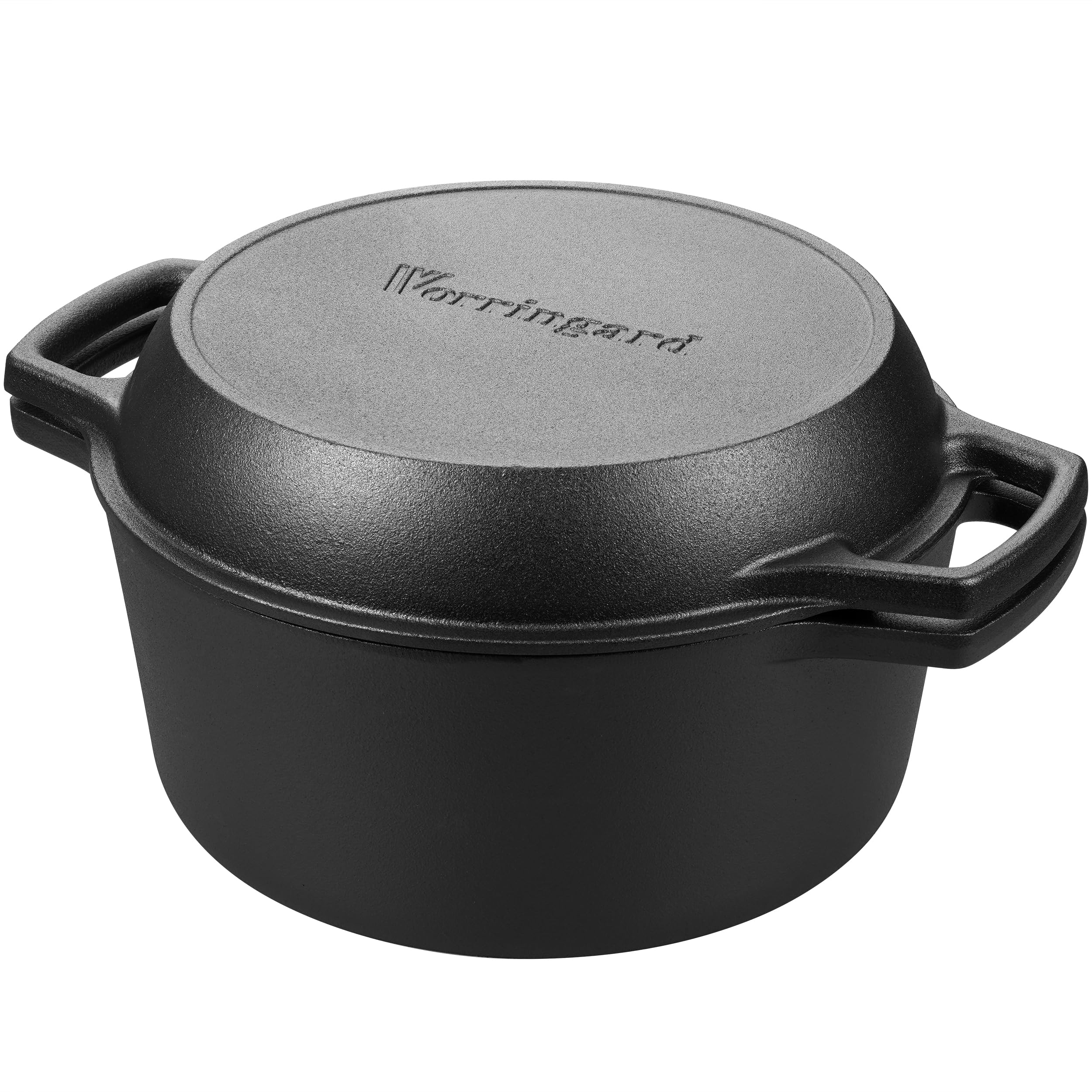 Vorringard Pre-Seasoned Double Dutch Oven, Dual-Handel, 5 Quart