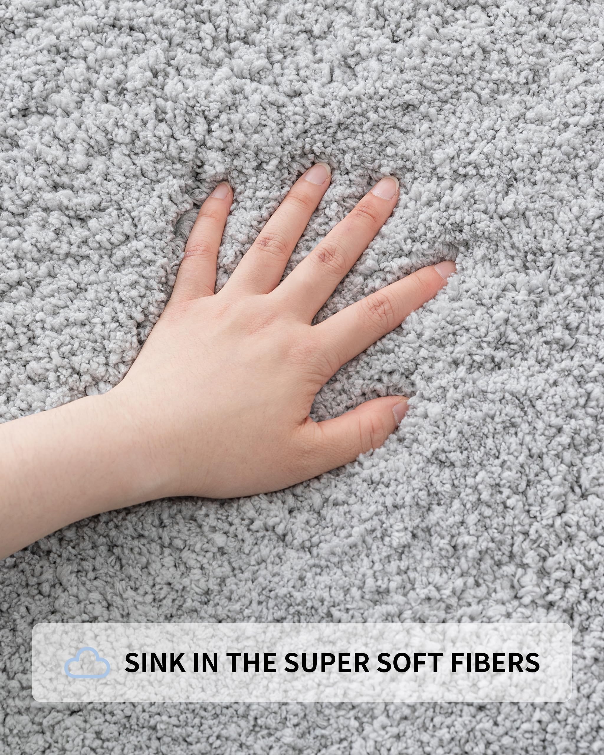 Ilango Grey Bathroom Rug Mats Super Absorbent, Washable Bath Mat Non Slip For Floor, Thick Plush Shaggy Bath Rug With Rubber Bot