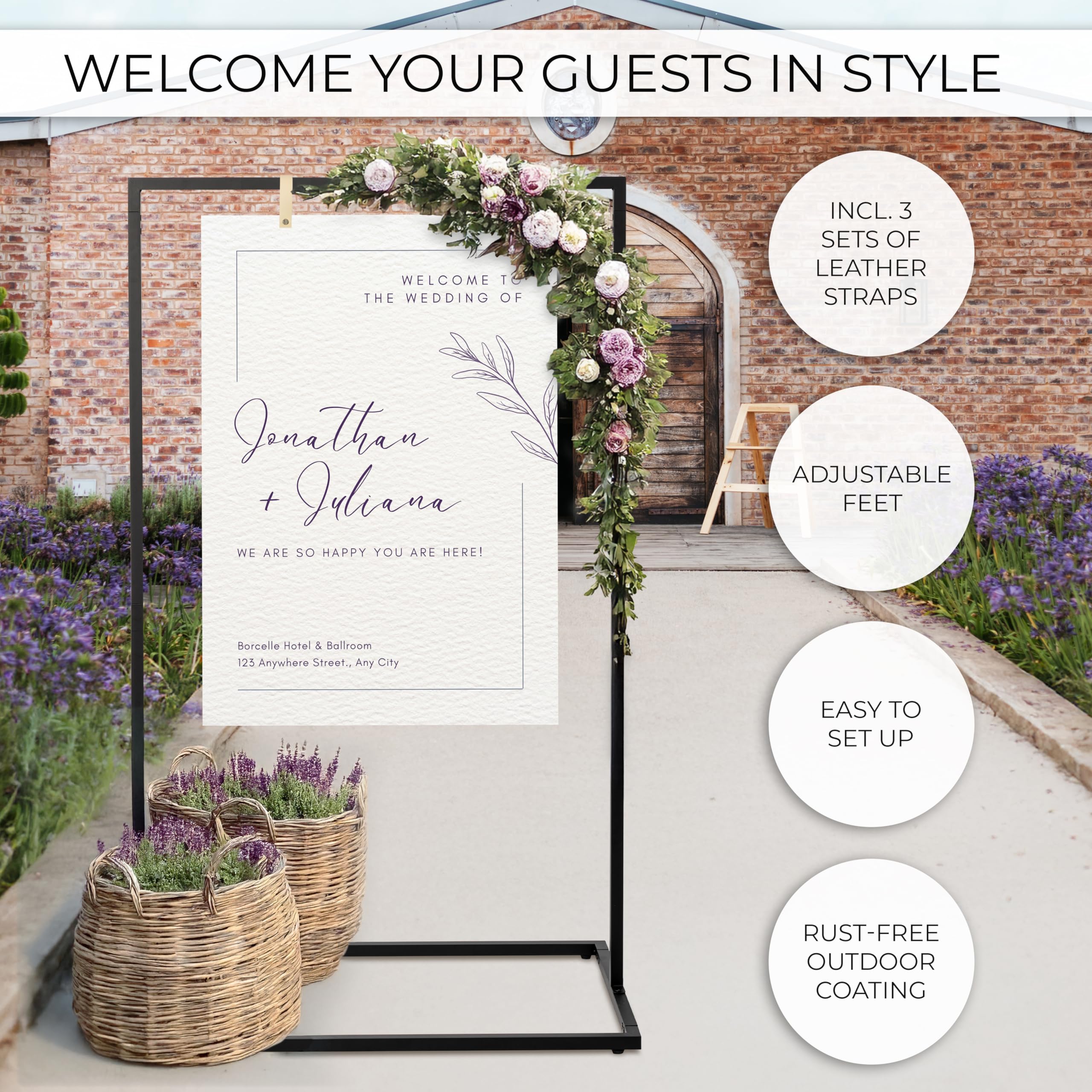 Elegant Wedding Welcome Sign Stand - Sturdy Welcome to Our Wedding Sign Holder for Seating Charts & Event Decor - A Beautiful Bl