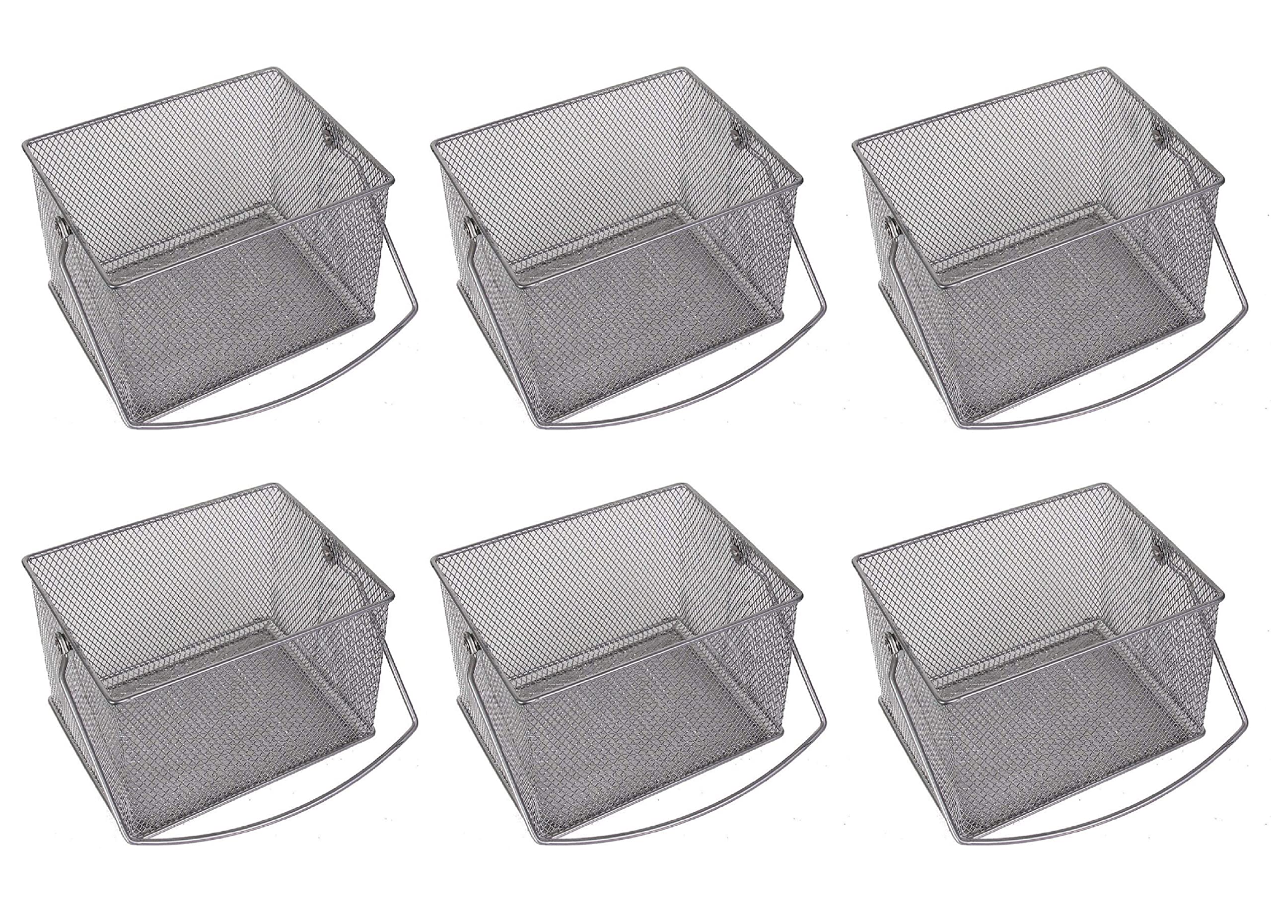 YBM Home Mesh Wire Food Storage Organizer Bin Basket with Handle for Kitchen Pantry, Cabinets, Bathroom, Laundry Room, Closets, 