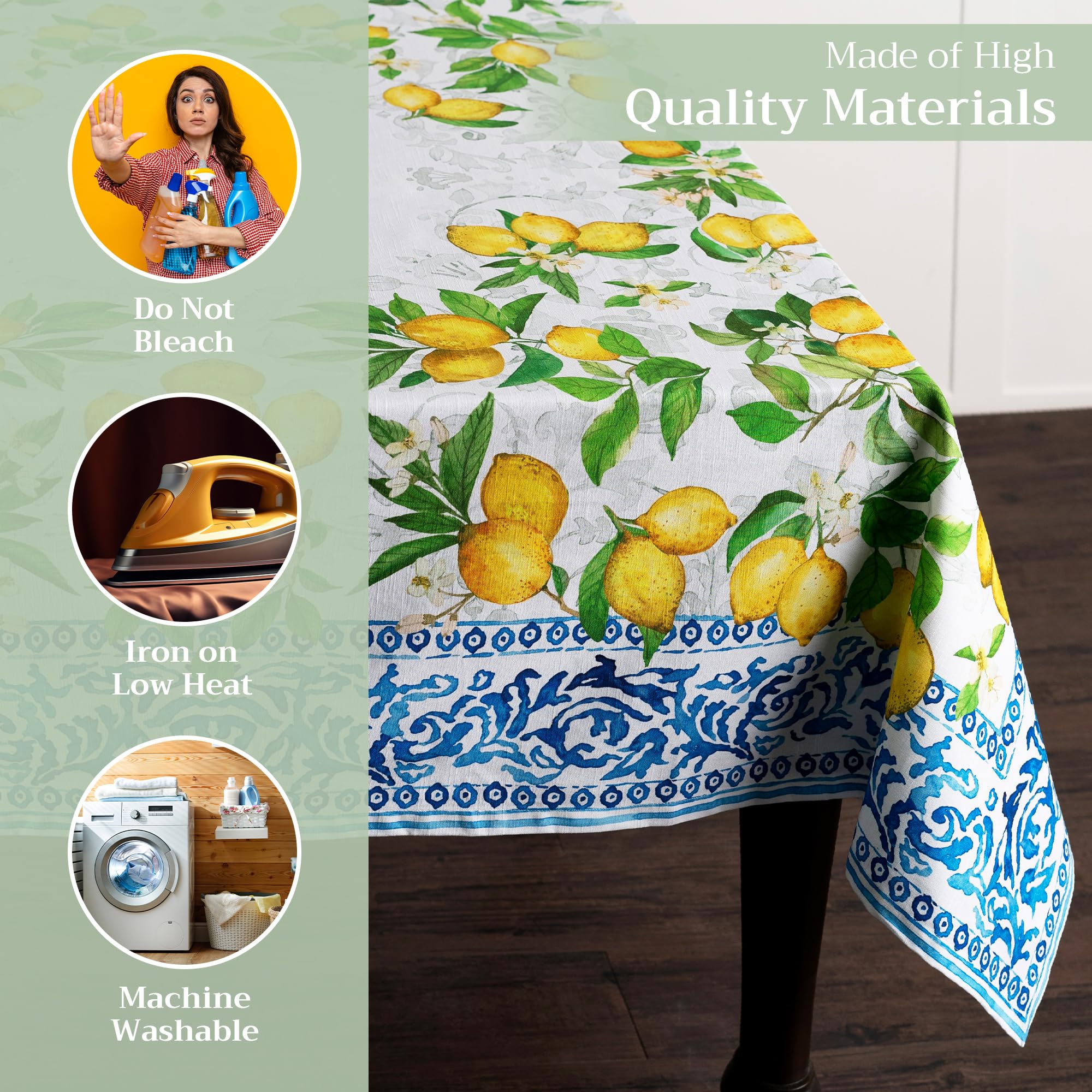 Maison D' Hermine Table Cover 100% Cotton 70X90 Decorative Tablecloth Washable Square Tablecloths For Gifts, Dining, Home, W