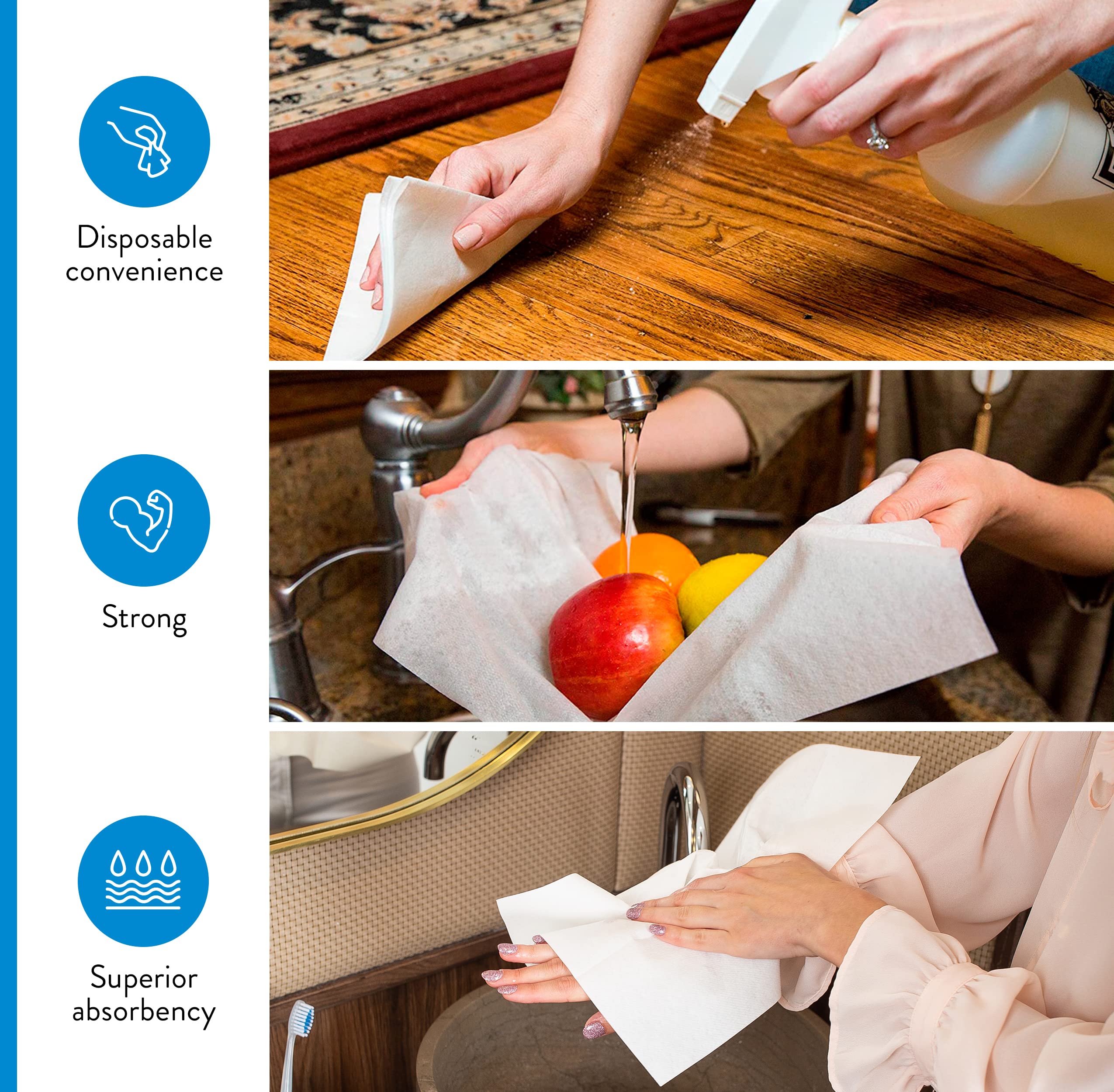 Ah American Homestead Disposable Paper Hand Towels For Bathroom - White Guest Napkins - Linen-Like Bulk Wipes - 15.5'' X 8'' - I