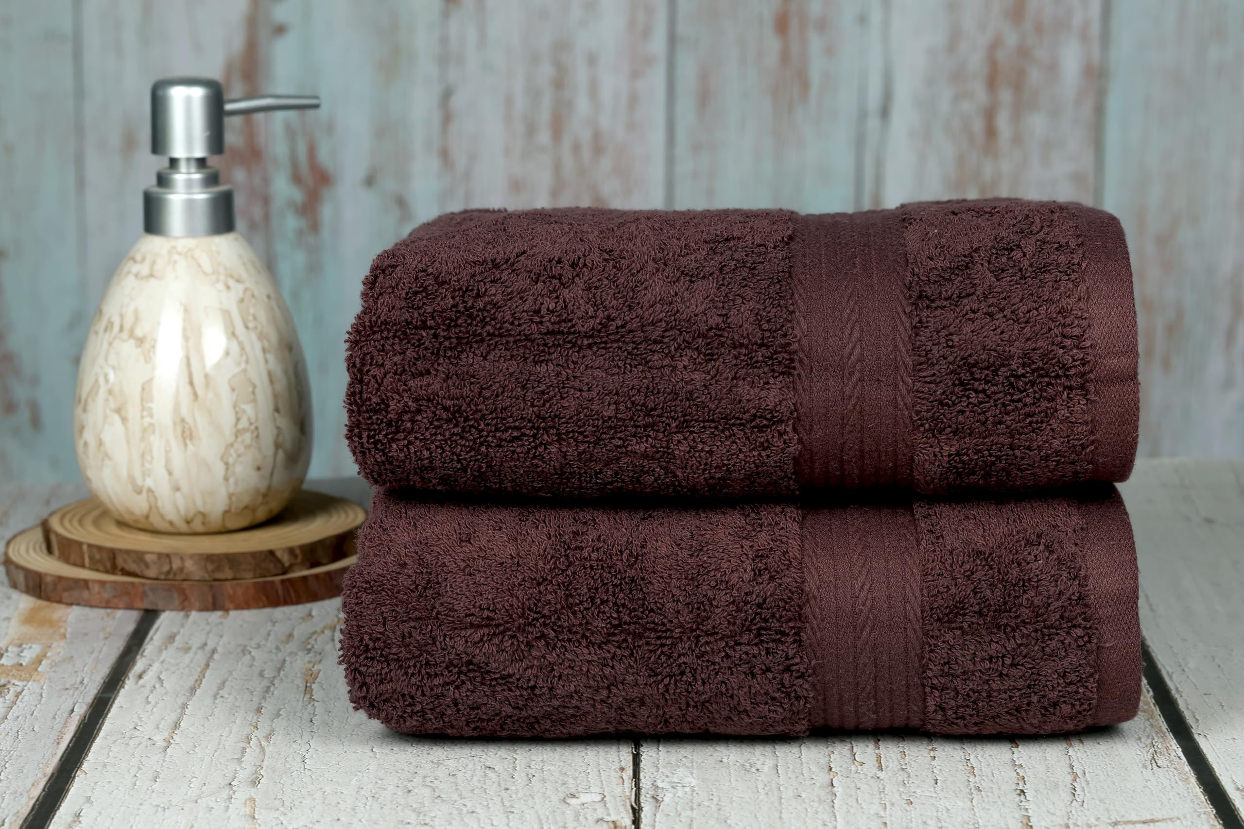 Ample Decor Hand Towel For Bathroom 18 X 28 Inch 600 Gsm 100% Cotton, Soft Absorbent - 2 Pcs Brown