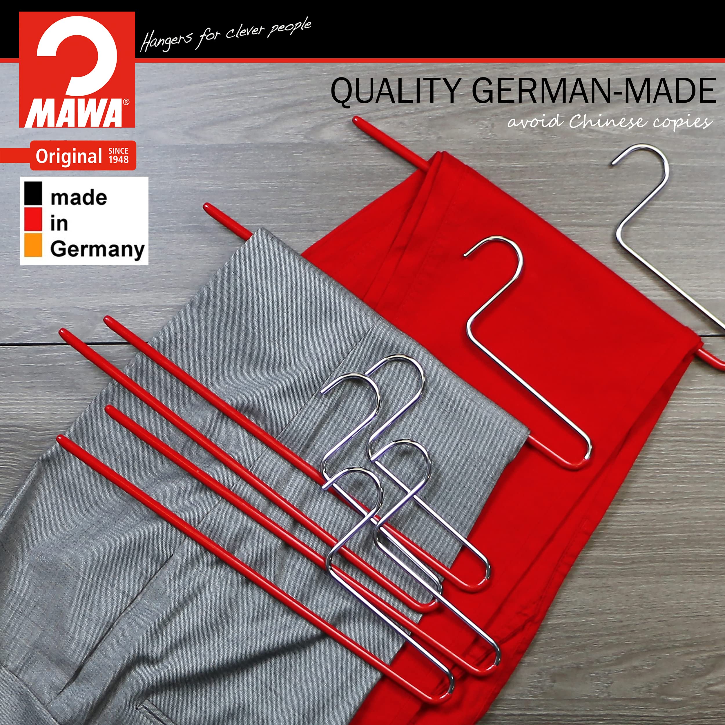Mawa Trouser Series Open Ended Hanger For Pants - Nonslip, Space Saving, Single Rod Design