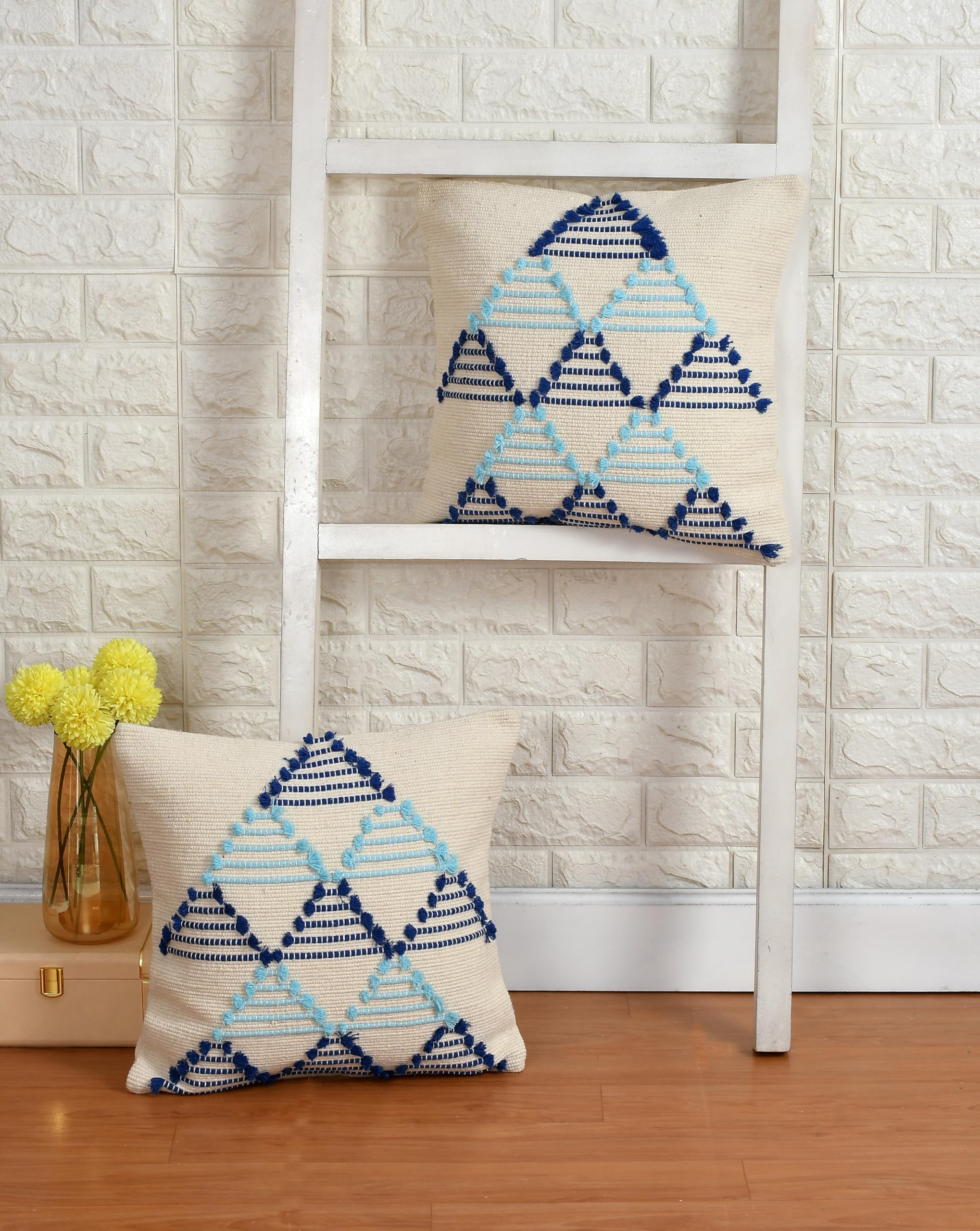 Wisdom Decor Hand Crafted Pit Loom Cushion Covers 16 Inch X 16 Inch | Cushion For Bedroom