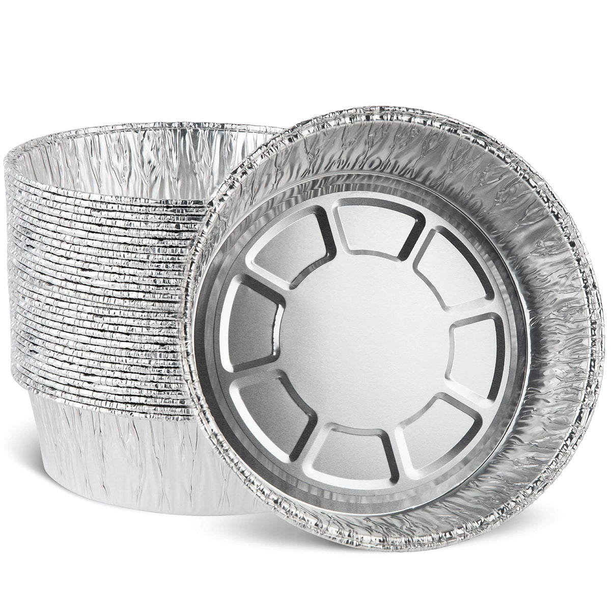 Plasticpro 8 ' ' Inch Round Tin Foil Pans Disposable Aluminum, Deep Freezer & Oven Safe - For Baking, Cooking, Storage, Roasting