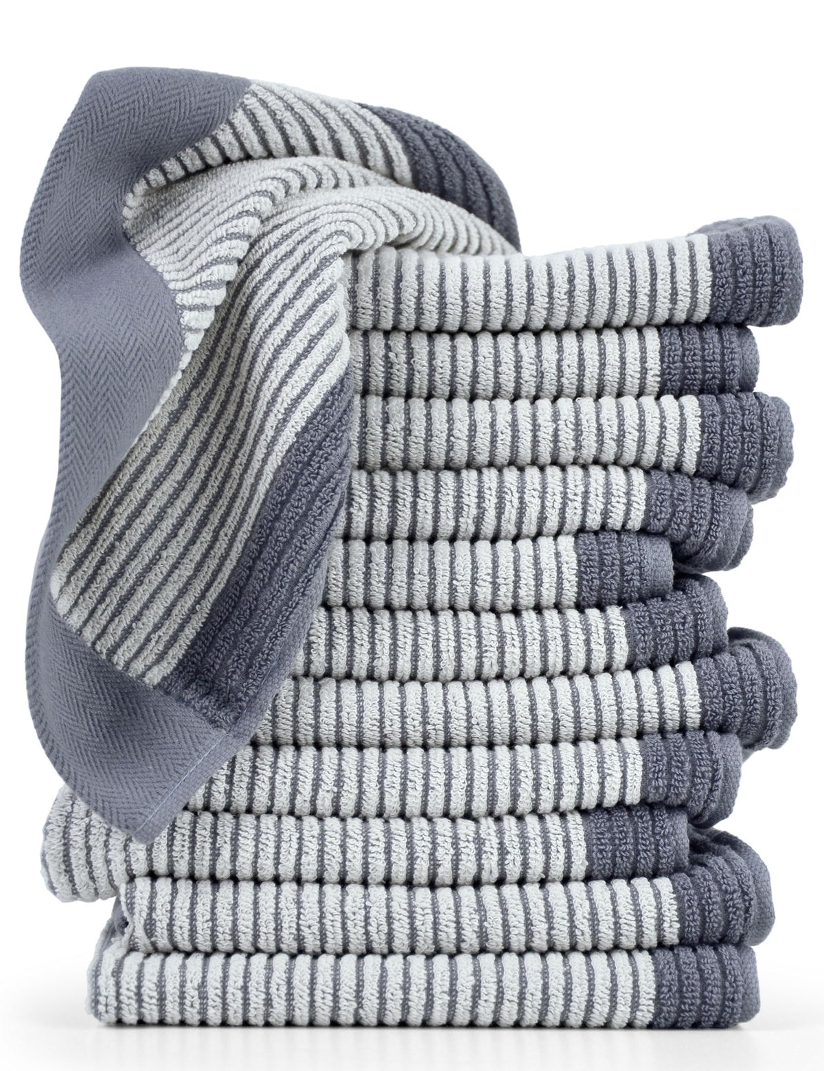 Cleanbear Wash Cloths For Showering, 12 Washcloths With Stylish Jacquard Weaved Design, Cotton Washcloth Set, 13 X 13 Inches, Gr