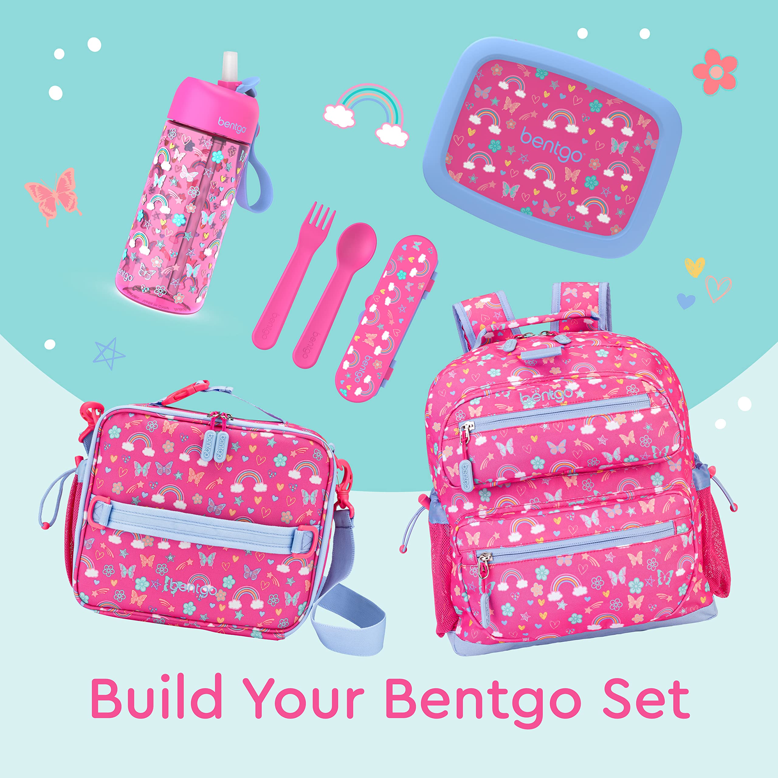 Bentgo? Kids Utensil Set - Reusable Plastic Fork, Spoon & Storage Case BPA-Free Materials, Easy-Grip Handles, Dishwasher Safe Id