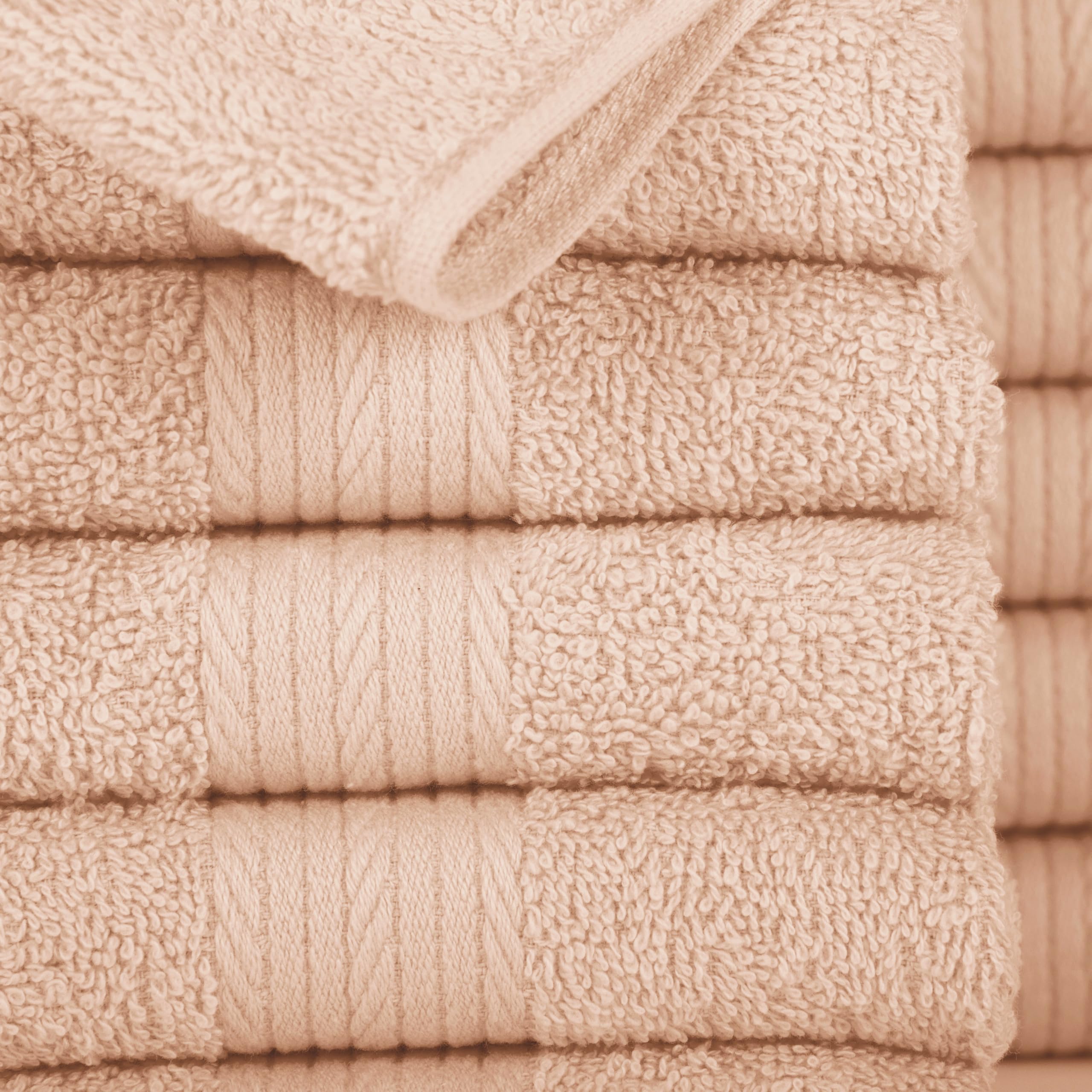 Ample Decor Wash Cloths Pack Of 50 12 X 12 Inch 100% Cotton 600 Gsm, Soft Absorbent, Face Towels, Oeko Tex Certified Reusable Fi