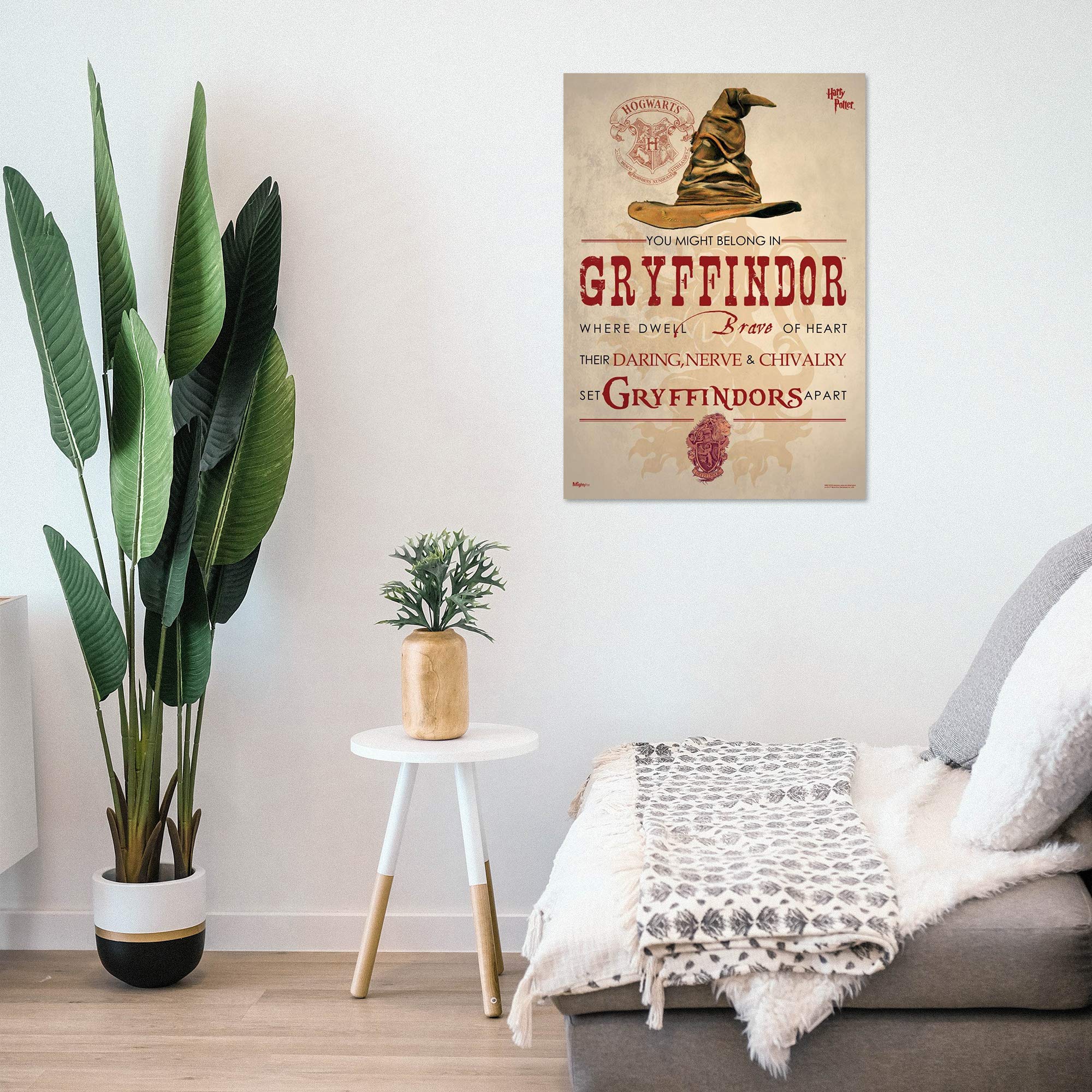 Mightyprint Harry Potter - Gryffindor - Hogwarts Sorting Hat House Quote - Durable 17    X 24 Wall Art - Not Made Of Paper - Off